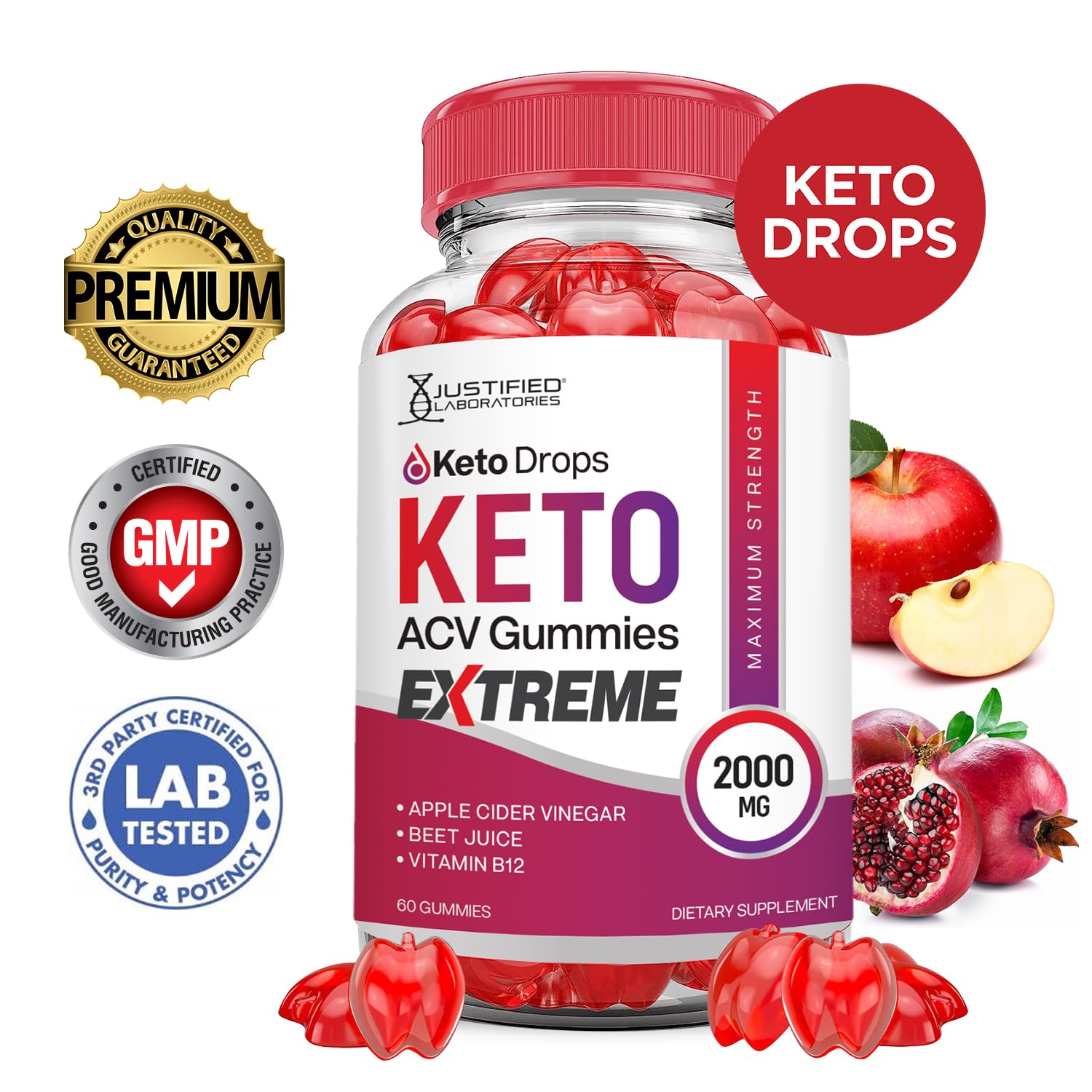 (2 Pack) Keto Drops Keto ACV Gummies Extreme 2000MG Keto Drops Keto Gummies Justified LaboratoriesUS supplements