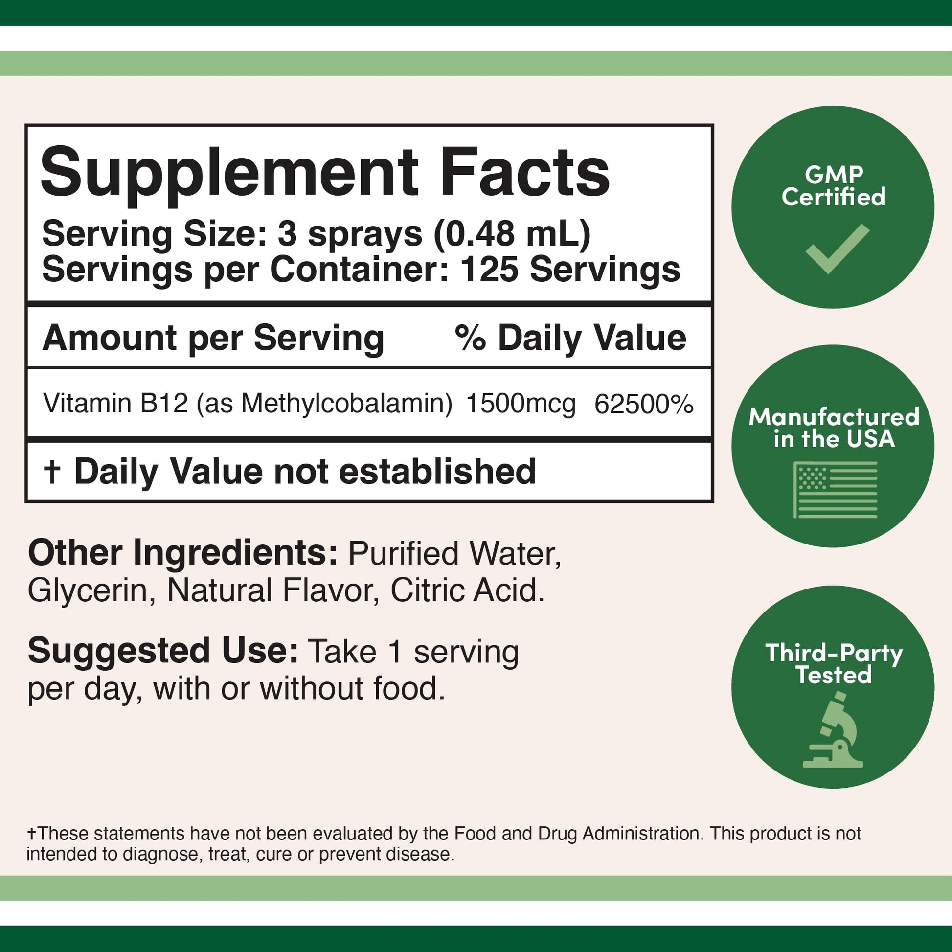 Vitamin B12 Sublingual Spray (2 Spray Dose of Vitamin 12 1000mcg, 3 Spray Serving Size Double Wood SupplementsAu supplements