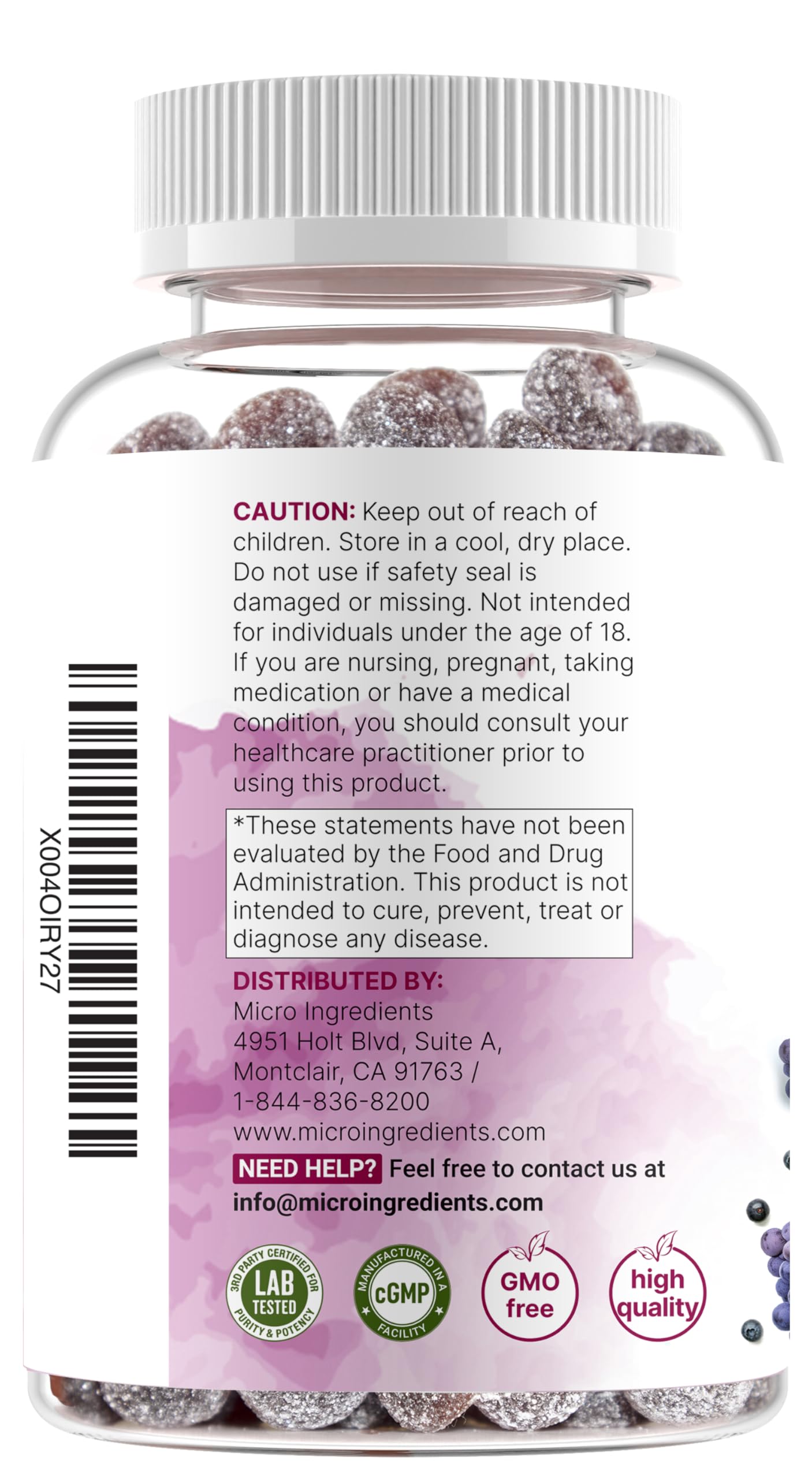 Magnesium Glycinate Gummies 400mg Per Serving, 120 Count | Natural Grape Blueberry Flavor | Potent Elemental Form + Chelated for High Absorption | Healthy Muscle, Bones, & Mood Support Supplement Micro IngredientsAu supplements