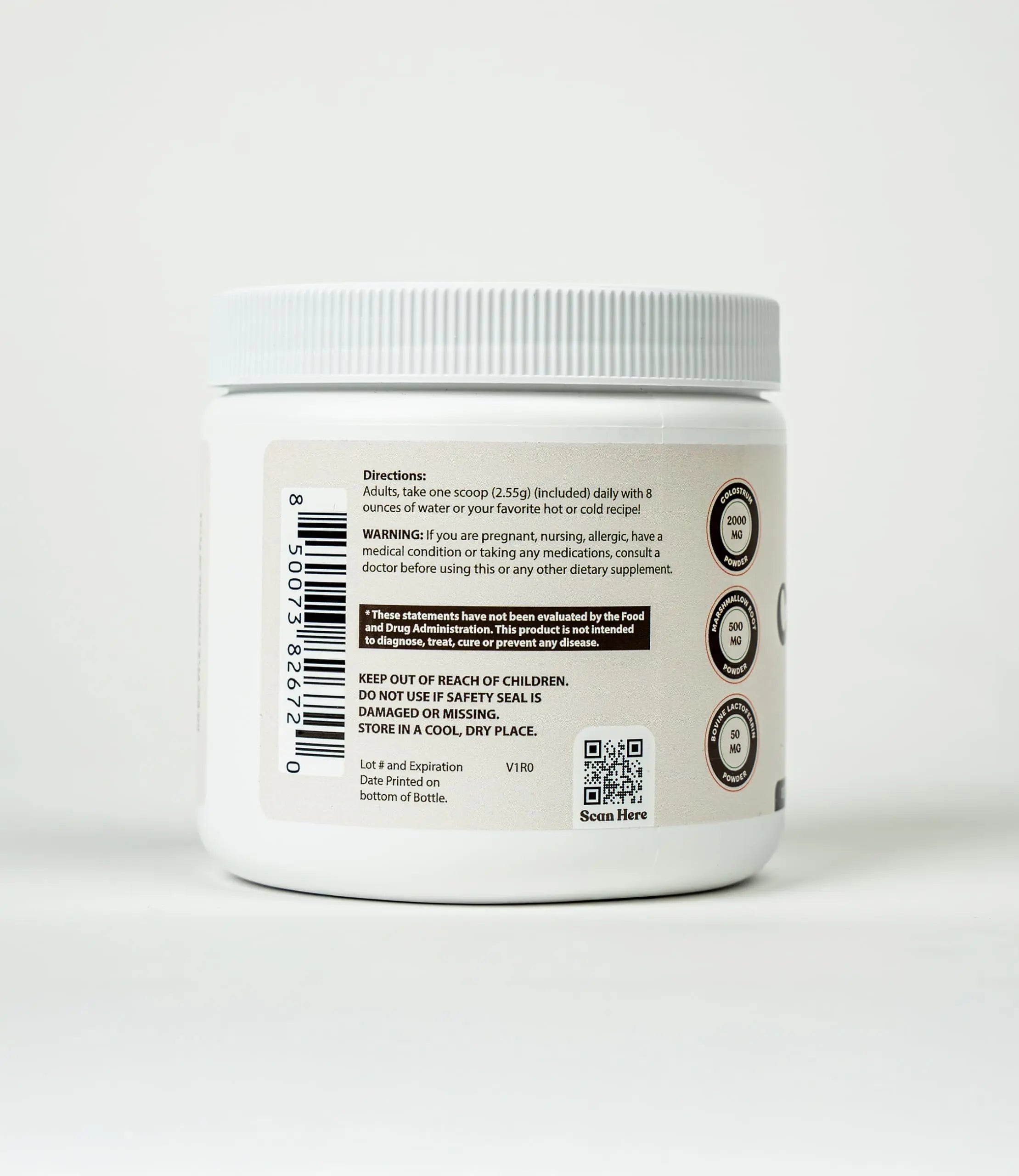 O H Optimal Human Bovine Colostrum Powder with Marshmallow Root – Gut & Immune Support Colostrum Supplement Capsules with IgG & Protein – Non-GMO, GMP Certified, Made in USA – Unflavored 30 Servings O Hnz supplements