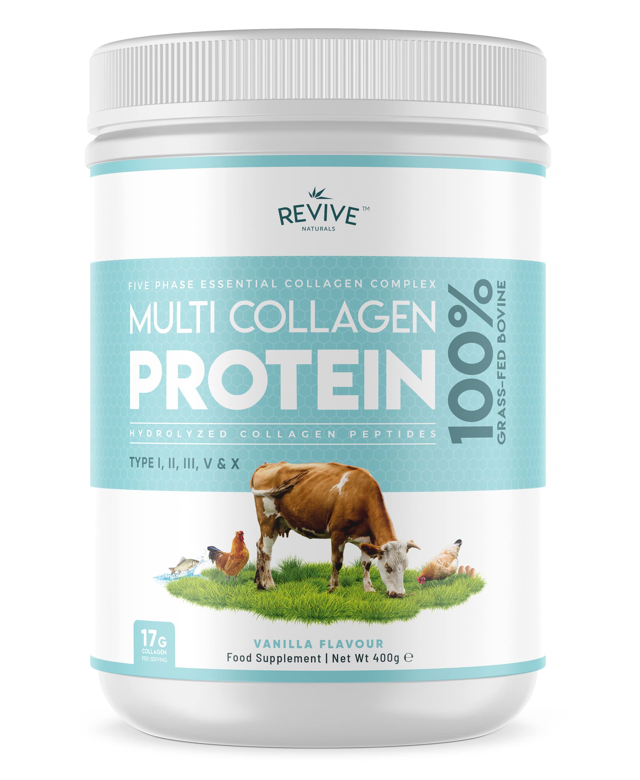 Vanilla Multi Collagen Protein Powder - 400g - Unsweetened - 5 Types of Collagen Peptides Revive NaturalsAu supplements