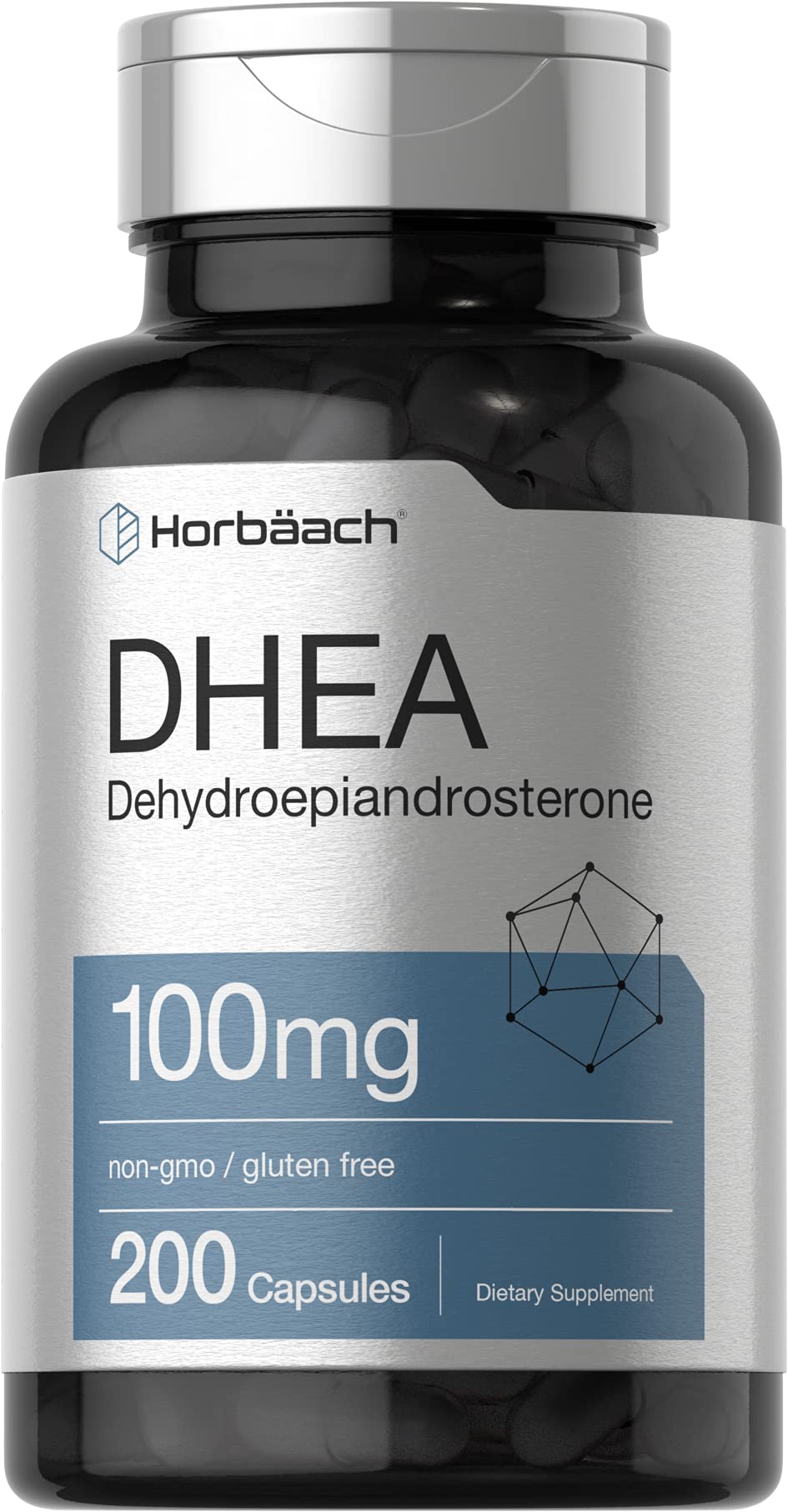 Horbäach DHEA 100mg | 200 Capsules | Supplement for Men and Women | Non-GMO, Gluten Free HorbäachAu supplements