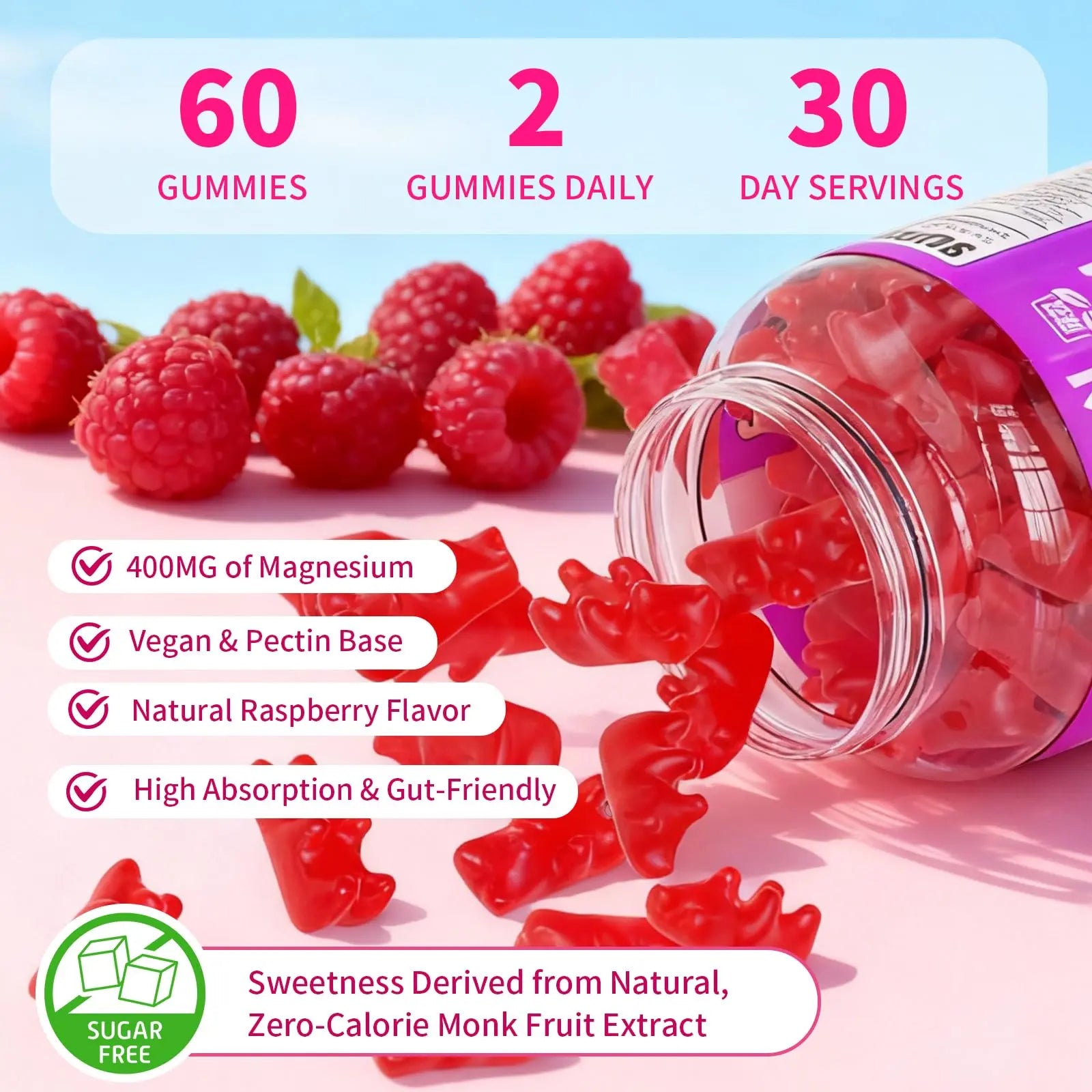 Pack of 2 Magnesium Complex Gummies 400mg, Magnesium Glycinate, Malate, Citrate, Taurate, Oxide & More | w/Ashwagandha Extract, D3 & B12 for Calm, Zzz, Relaxation, Raspberry Flavor, 120 Count YUULAInz supplements