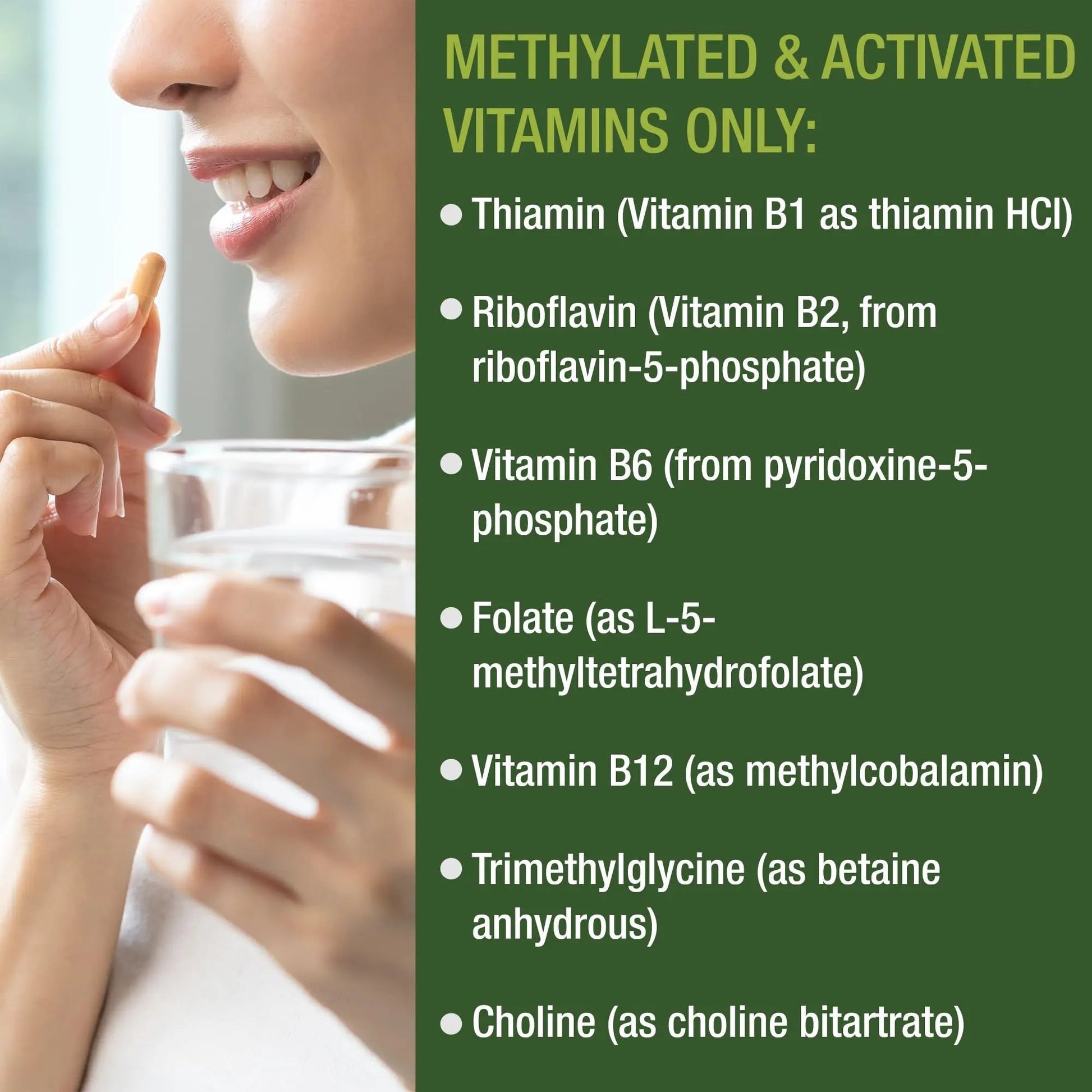 Methylated Multivitamin + Methylated B Complex Supplement. With Trimethylglycine (TMG), L Methylfolate, Methyl B12 + B1 + B2 + B6 Vitamins + Choline Peak PerformanceAu supplements