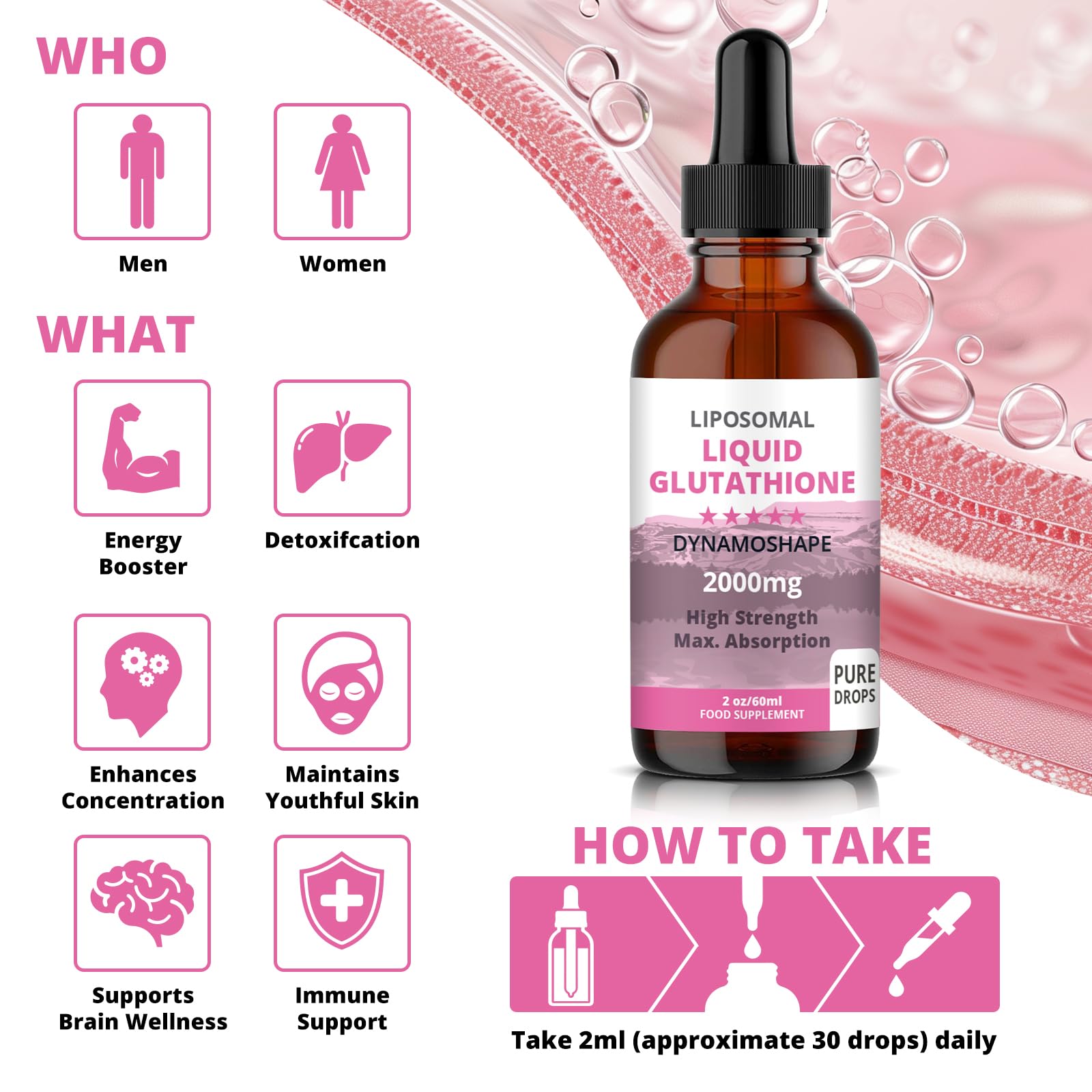 Liposomal Glutathione 2000mg with Vitamin C, Oral Glutathione Liquid, Antioxidant Supplement for Detox, Superior Absorption, Higher Dosage (Pack of 1) baanaas For Babies to NanasAu supplements