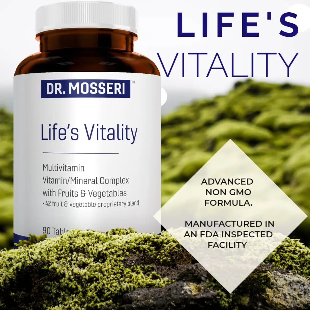 DR. MOSSERI Life's Vitality Vegan Multivitamin for Men & Women – Non-GMO Formula with 42 Fruits and Vegetables, Daily Multivitamin and Mineral Complex DR. MOSSERIAu supplements