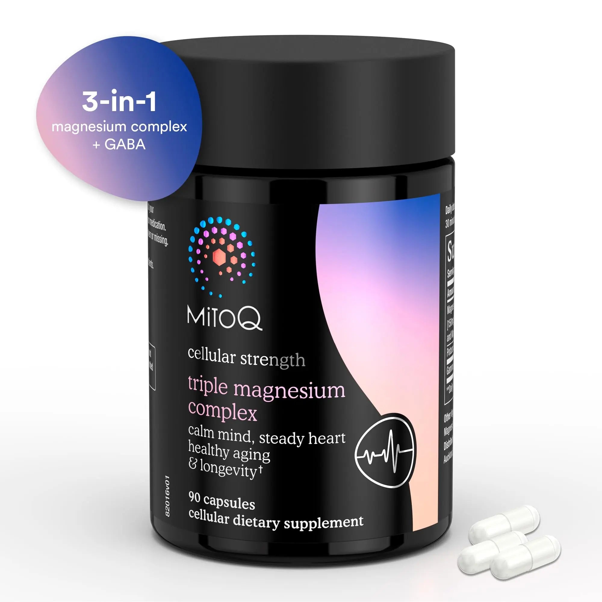 MitoQ Triple Magnesium Complex | Magnesium Glycinate, Taurinate, Oxide with GABA for Heart Health, Stress Management, & Deeper Sleep | High Absorption | 90 Capsules MitoQnz supplements