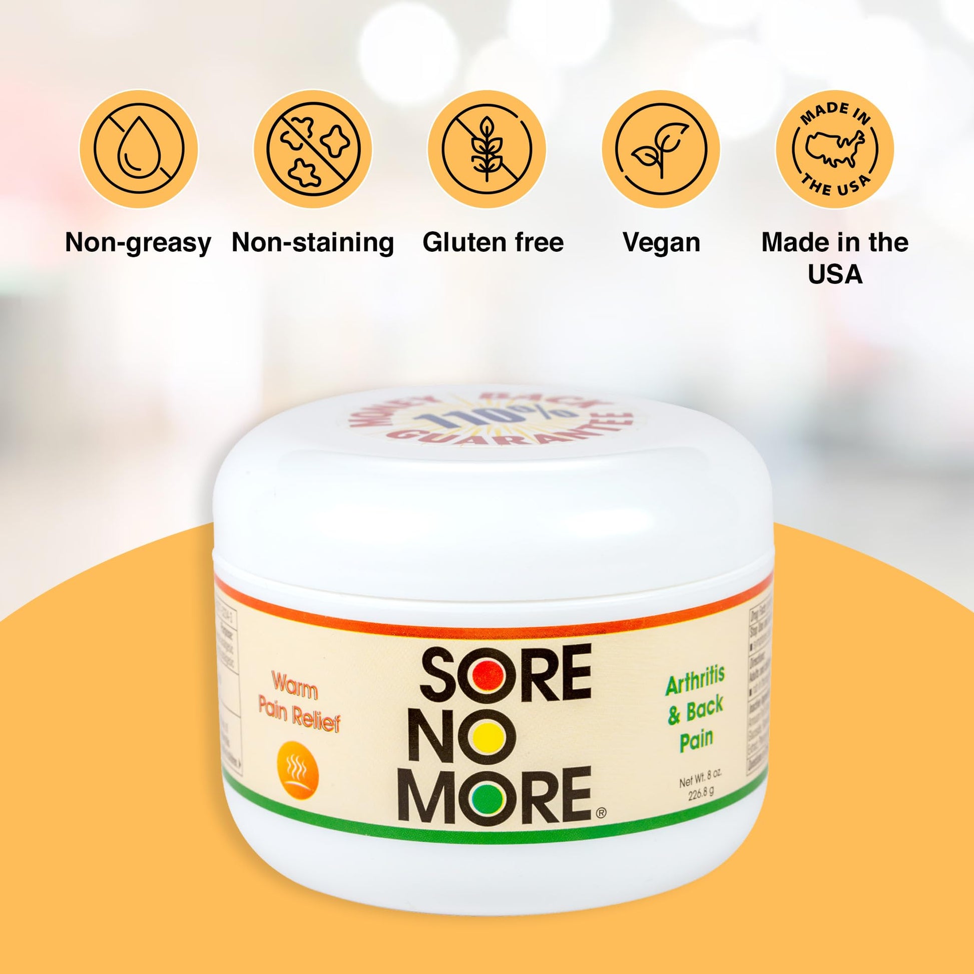 Sore No More Warm Arthritis Pain Relief Cream – Targeted Reliever for Back, Neck, Hands & Feet – Soothing & Fast-Acting Formula for Aches and Pains – Non-Greasy with Orange Aroma – 8 oz Sore No MoreAu supplements