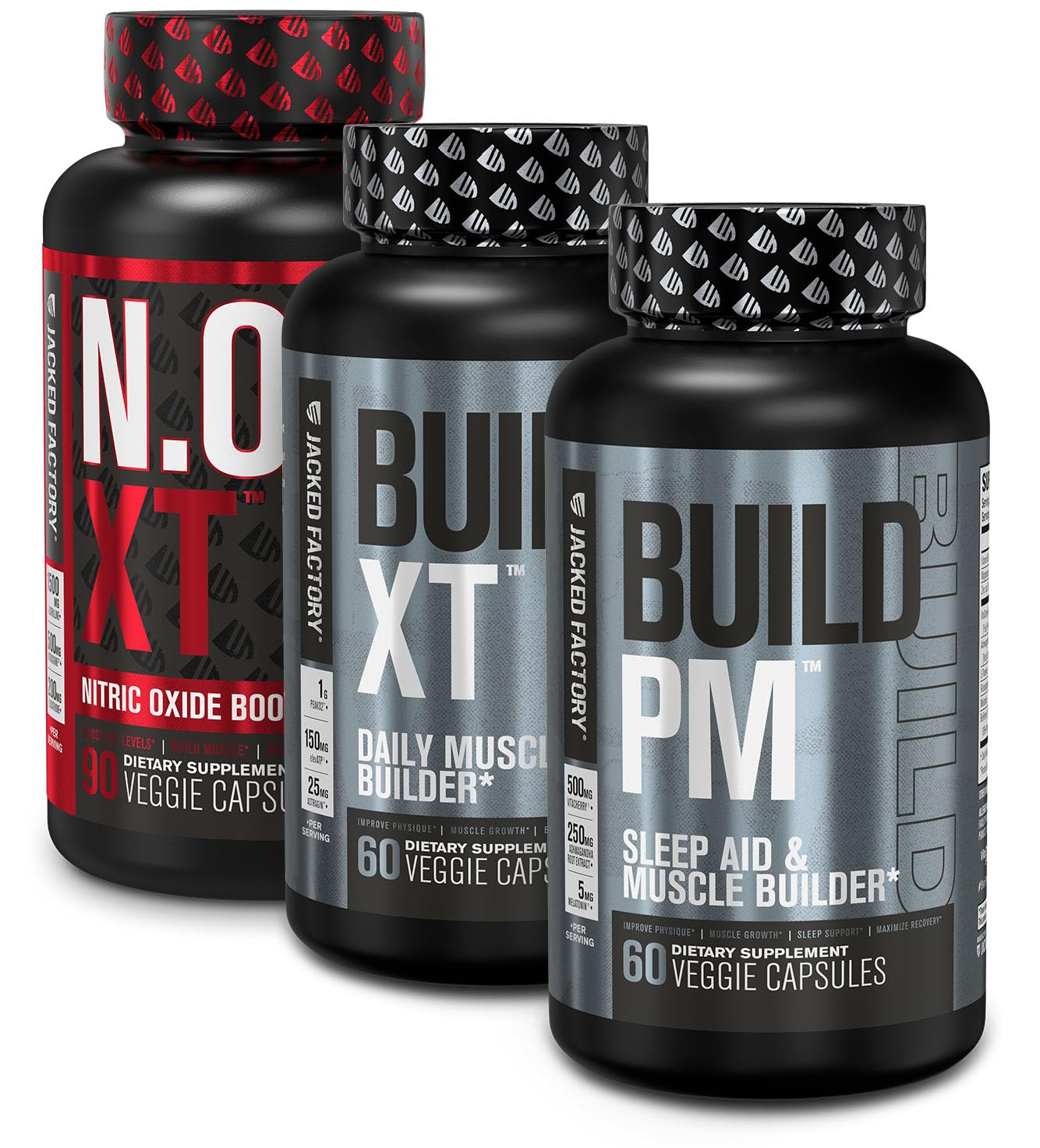 Jacked Factory AM & PM Muscle Building Stack - N.O. XT, Build XT, & Build PM Jacked FactoryAu supplements