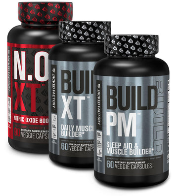 Jacked Factory AM & PM Muscle Building Stack - N.O. XT, Build XT, & Build PM Jacked FactoryAu supplements