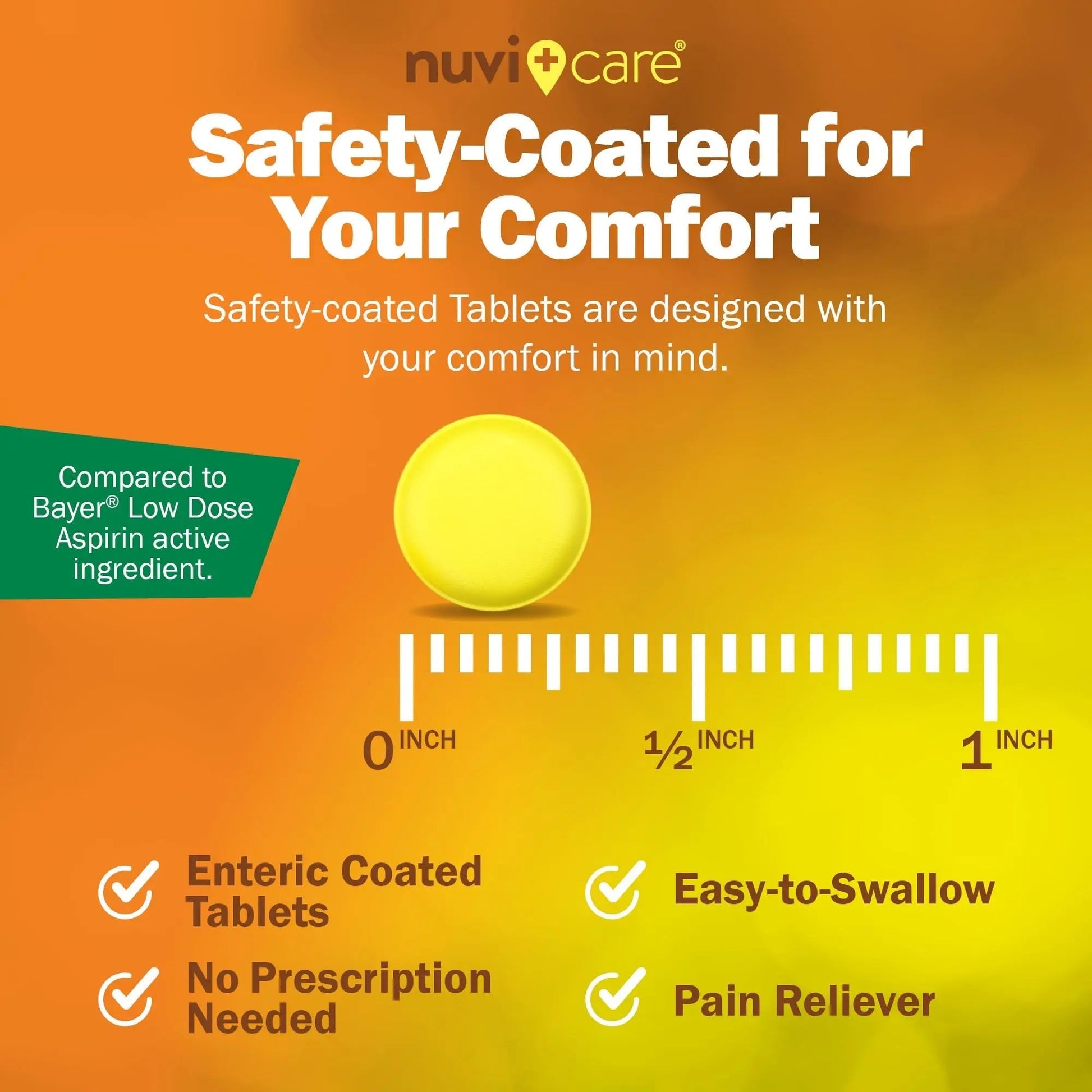 NUVICARE Low Dose Aspirin 81mg for Adults Coated Caplets - Compare to Active Ingredient in Low Dose Bayer Aspirin for Adults - Safety Coated (300 Count) NUVICAREAu supplements