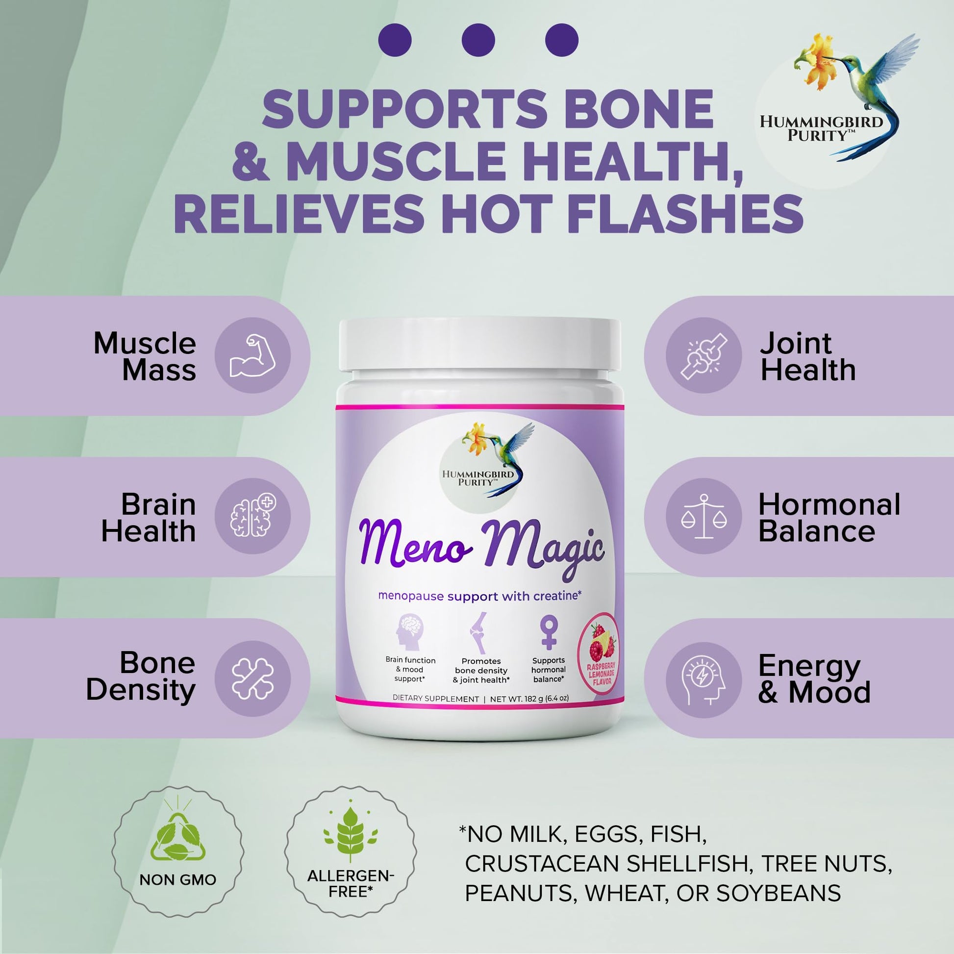 Meno Magic Menopause Support Drink – Raspberry Lemonade with Creatine, Herbs & Vitamins | 30 Servings Hummingbird PurityAu supplements