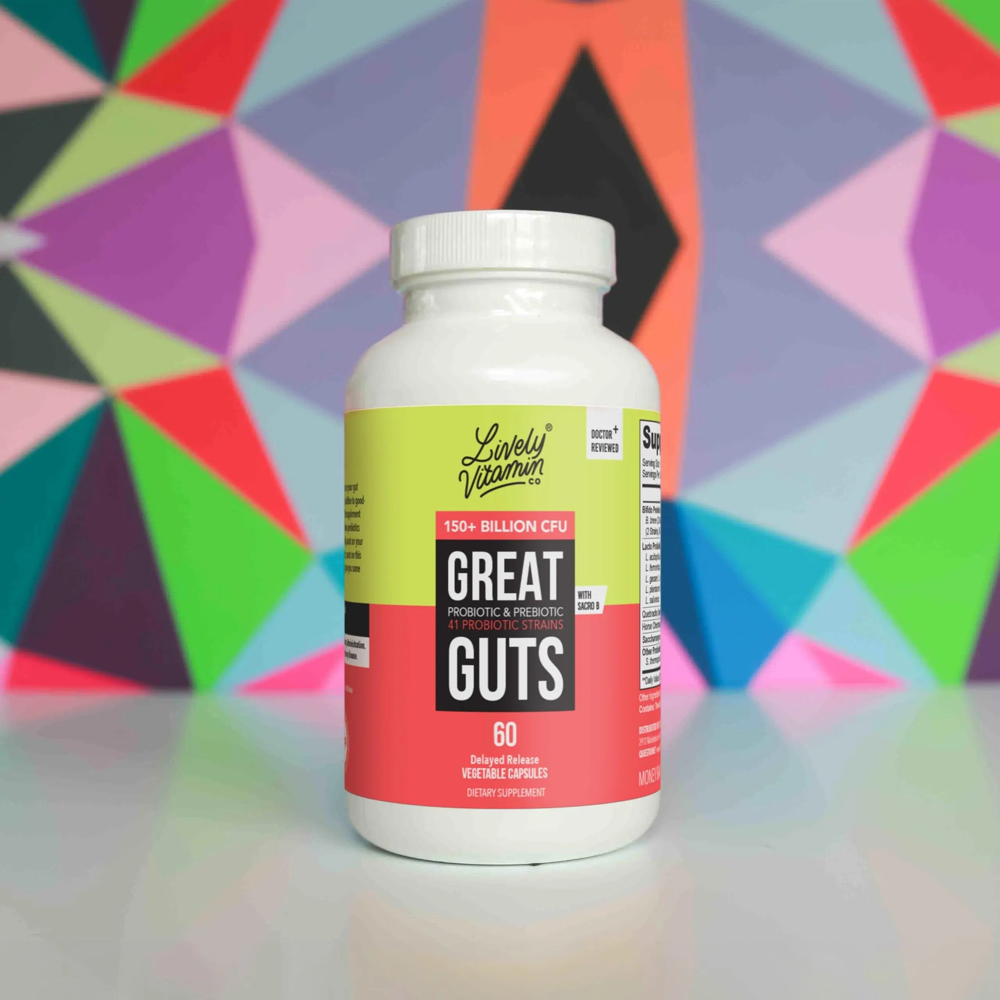 LIVELY VITAMIN CO. Great Guts Probiotic - 25 Billion CFU Probiotic - Balance Gut Microbiome, GI Tract, Inflammation, Indigestion, Reflux, Upset Stomach, & Diarrhea - 90 Caps LIVELY VITAMIN COnz supplements