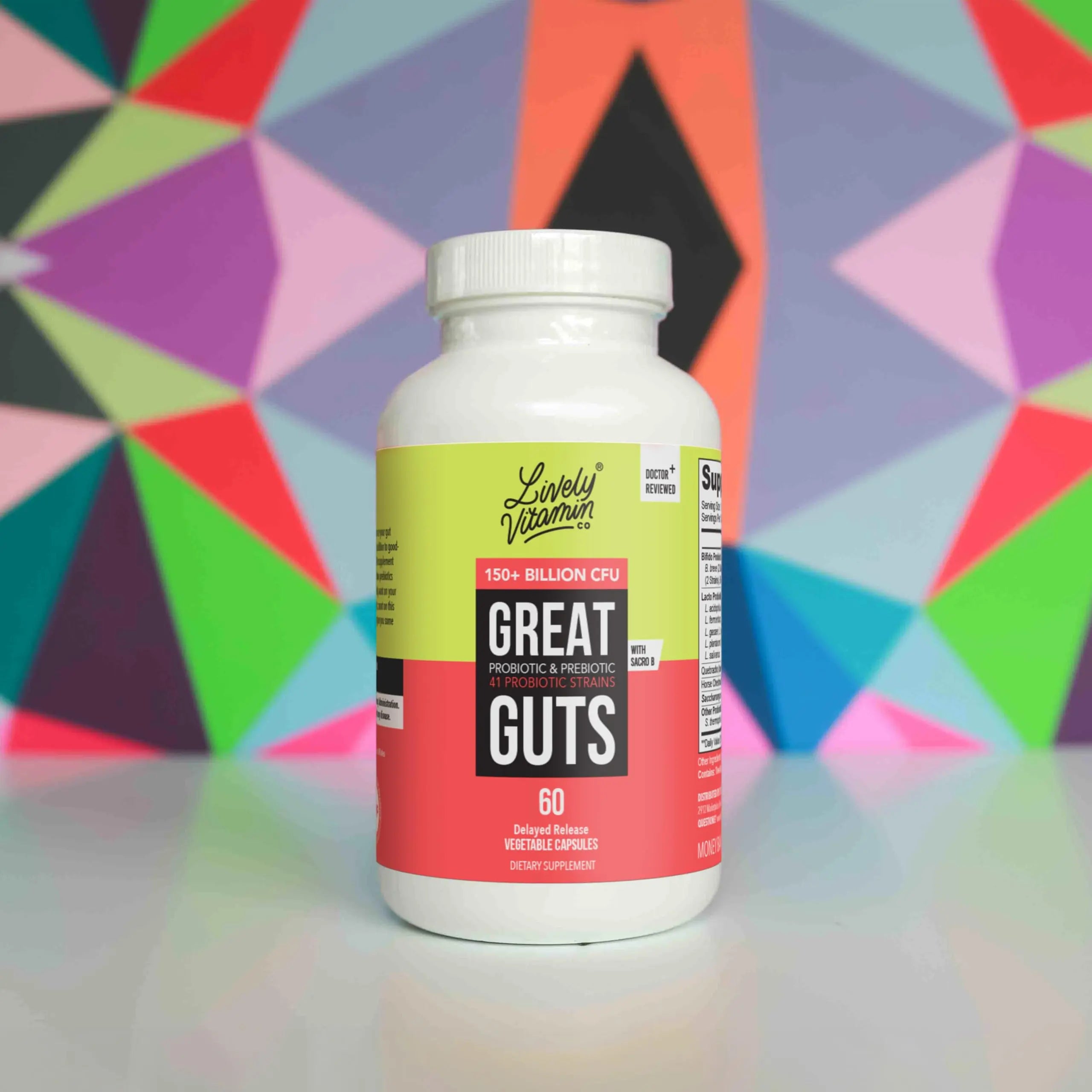 LIVELY VITAMIN CO. Great Guts Probiotic - 25 Billion CFU Probiotic - Balance Gut Microbiome, GI Tract, Inflammation, Indigestion, Reflux, Upset Stomach, & Diarrhea - 90 Caps LIVELY VITAMIN COnz supplements