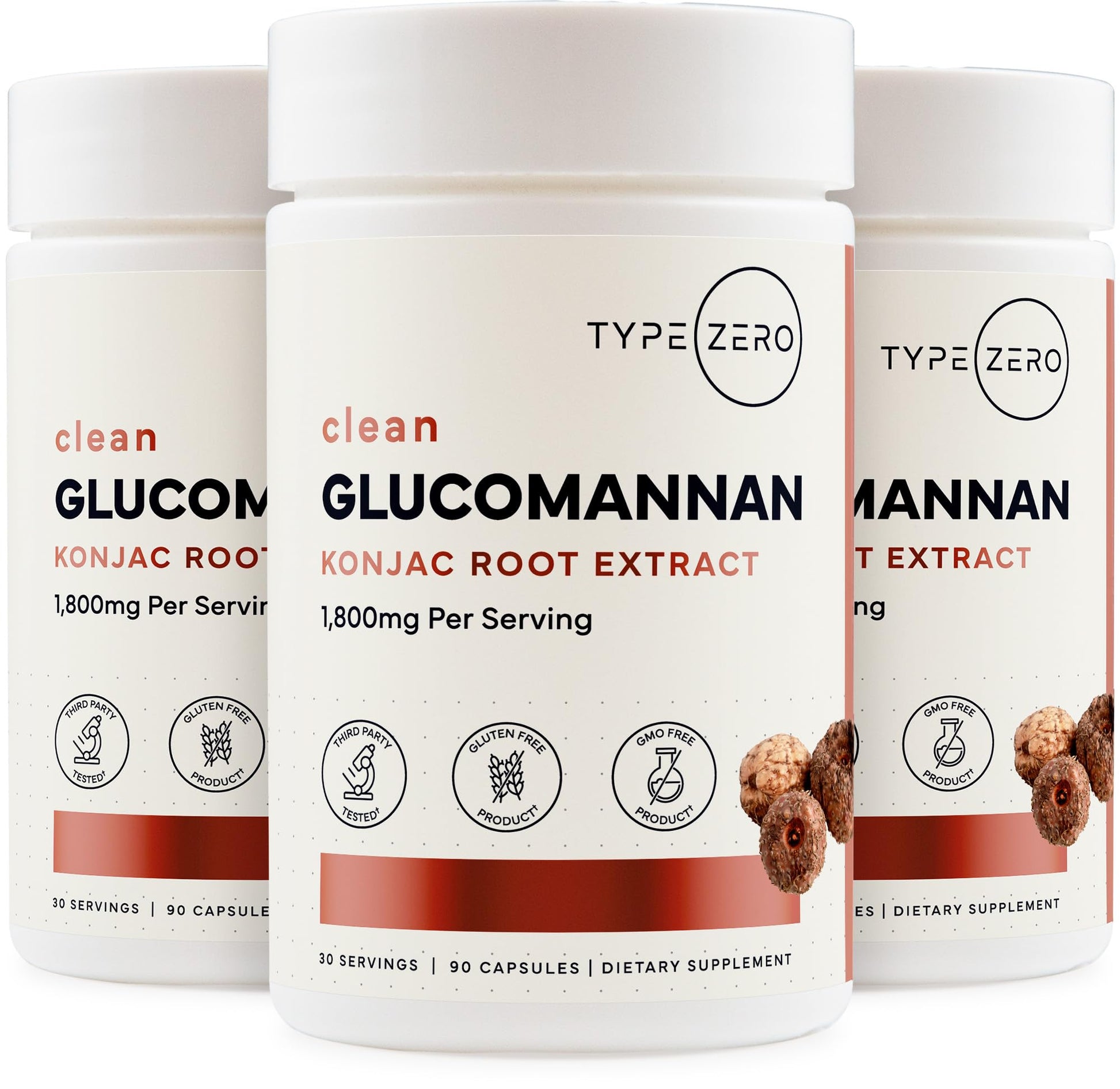 Type Zero Clean Glucomannan Konjac Root Extract (90 Capsules)(1,800 MG Per Serving) - 30 Servings, Non-GMO, Gluten Free Type ZeroUS supplements
