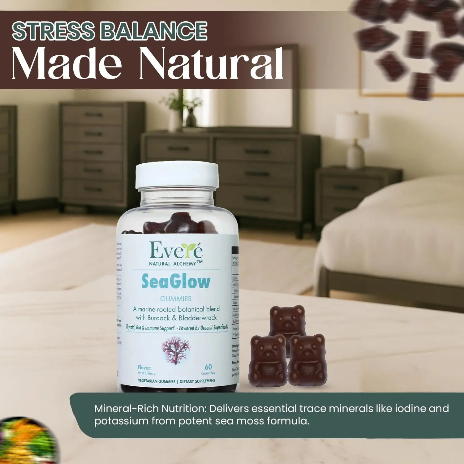 The EverÉ Natural Alchemy Sea Moss with Bladderwrack & Burdock Root – Vegan, Plant-Based Gummies with Minerals & Botanicals – Mixed-Berry Flavor, Non-GMO & Gluten-Free The EverÉ Natural Alchemynz supplements