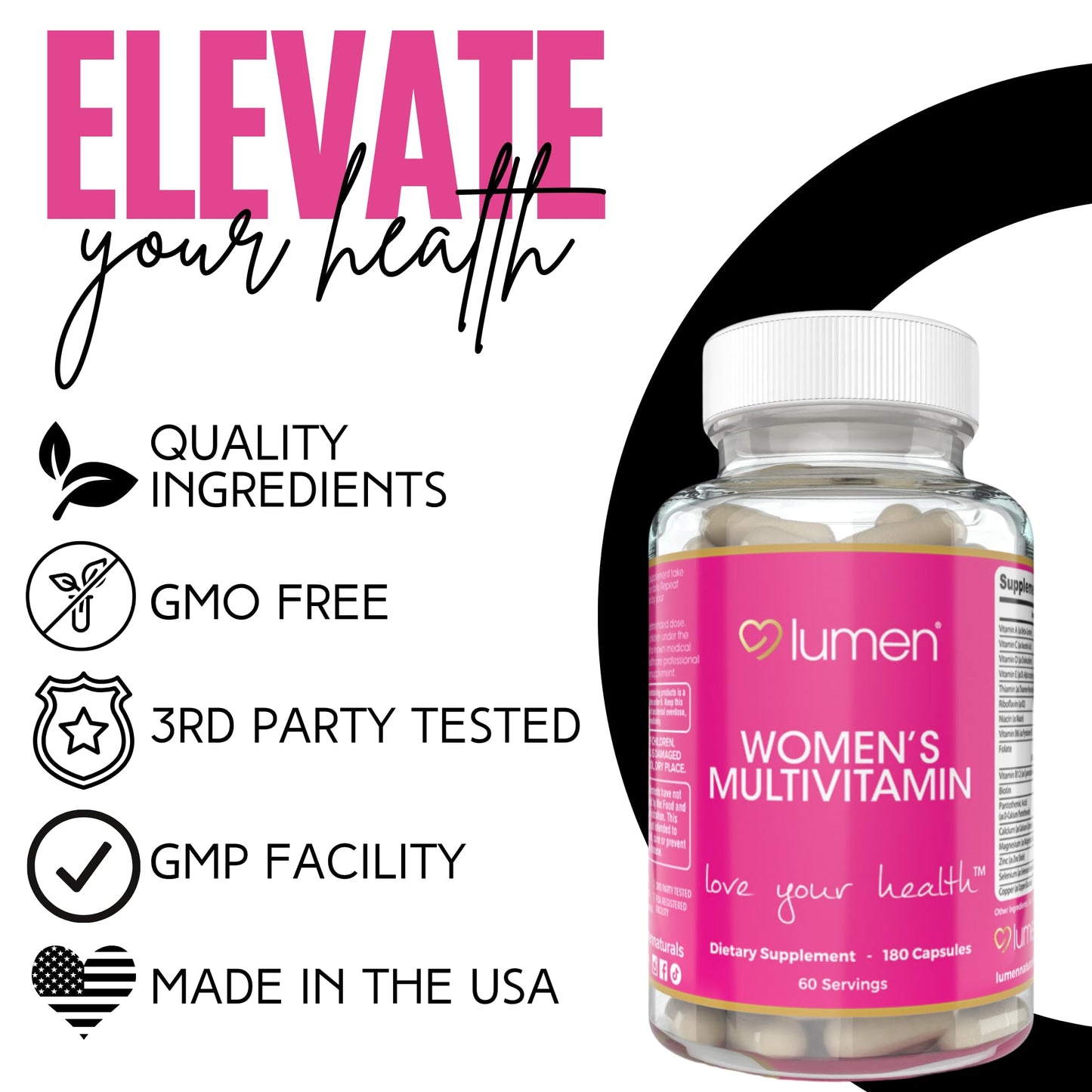 Lumen Naturals Women's Multivitamin Vitamin B12, A, C, D, & E - 180 Count - 60 Servings - Veggie Capsules Lumen NaturalsUS supplements