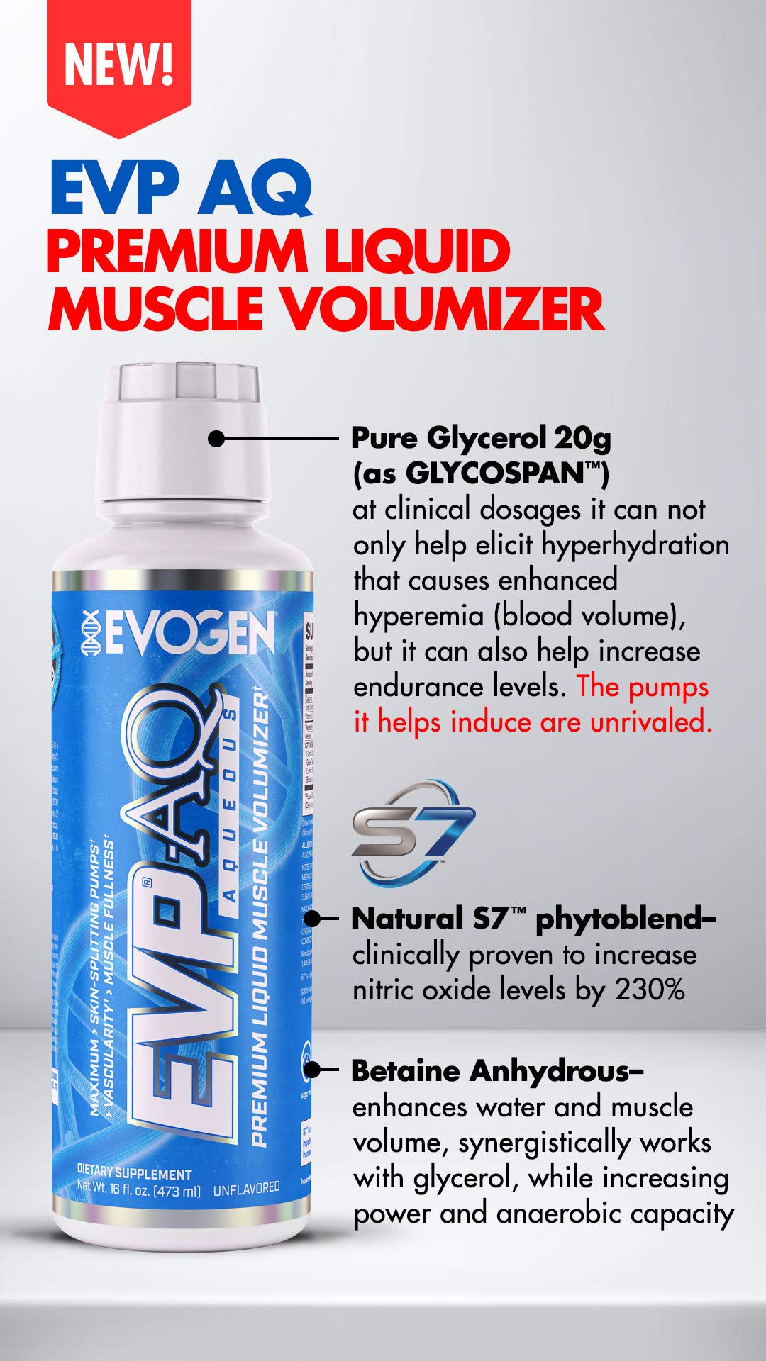Evogen EVP AQ Unflavored | Premium Liquid Glycerol, Betaine anhydrous, S7, Sodium EvogenUS supplements