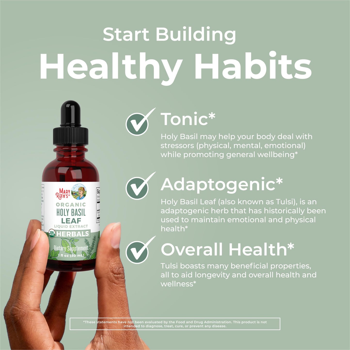 MaryRuth Organics Holy Basil Sugar Free | Tulsi Holy Basil Herbal Liquid Drops | Antioxidant | Cognitive Function | Digestive Support | Energy Levels | Vegan | Non-GMO | 1 Fl Oz MARYRUTH'SUS supplements