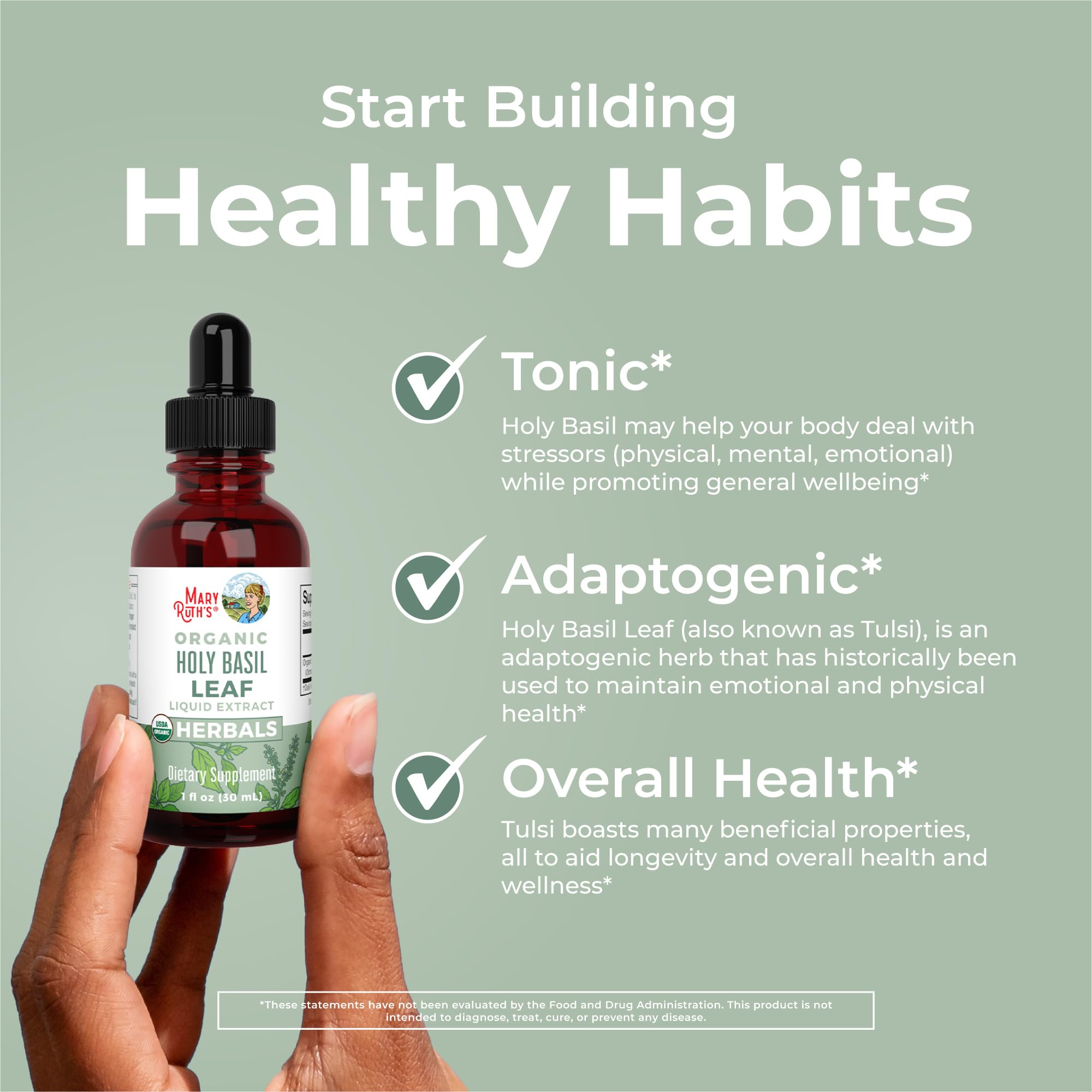 MaryRuth Organics Holy Basil Sugar Free | Tulsi Holy Basil Herbal Liquid Drops | Antioxidant | Cognitive Function | Digestive Support | Energy Levels | Vegan | Non-GMO | 1 Fl Oz MARYRUTH'SUS supplements