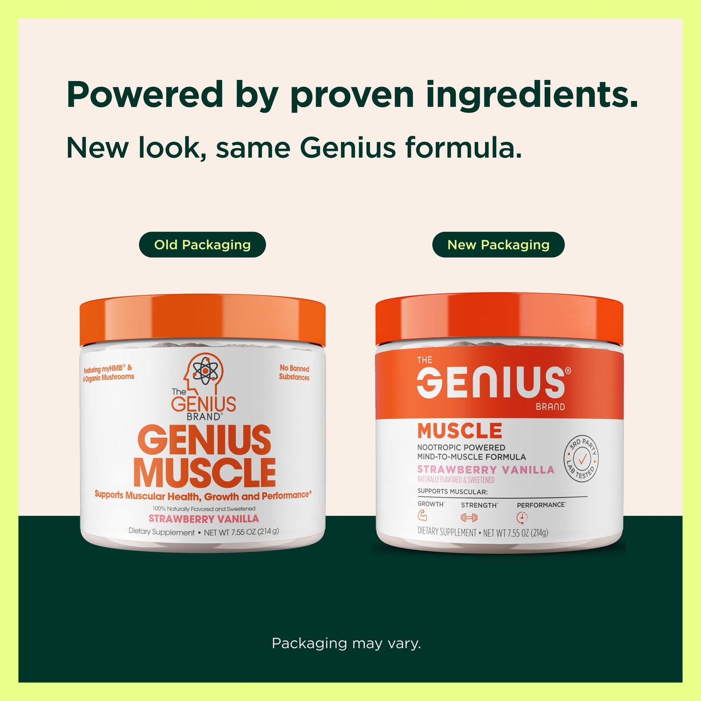 The Genius Brand Genius Muscle - Muscle Health Supplement for Growth, Endurance & Recovery - Non-Hormonal Formula - 6 Organic Mushrooms - Naturally-Sweetened - 30 Servings - Strawberry Vanilla The Genius BrandUS supplements
