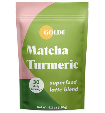 GOLDE - Superfood Latte Blend - Matcha Turmeric - Plant-Based w/Turmeric, Coconut, & Matcha - Stress Balance - Vegan, Keto, & Sugar-Free - 30 Servings GOLDEAu supplements