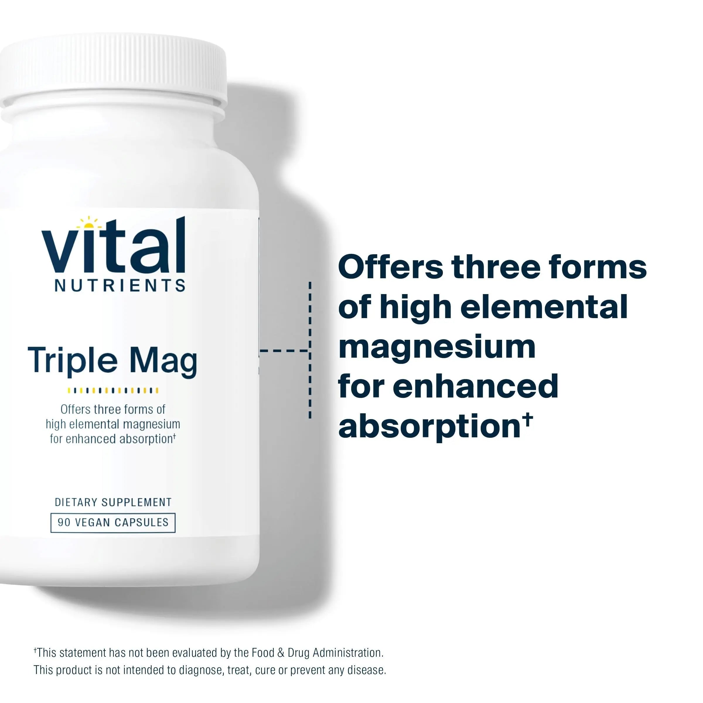Vital Nutrients Triple Magnesium Complex Supplement | Vegan Magnesium Glycinate, Malate & Oxide 250mg | Easily Absorbed Magnesium Supplement for Stress, Muscle, Heart, Bone Support | 90 Capsules Vital Nutrientsnz supplements