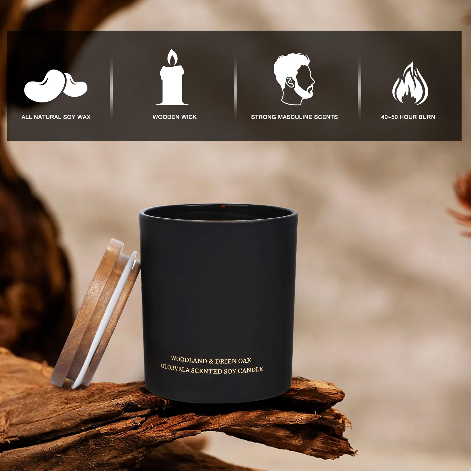 olorvela Candles for Men Wood Wicked Candles for Home Scented Mens Candle Aromatherapy 8oz olorvelaAu supplements