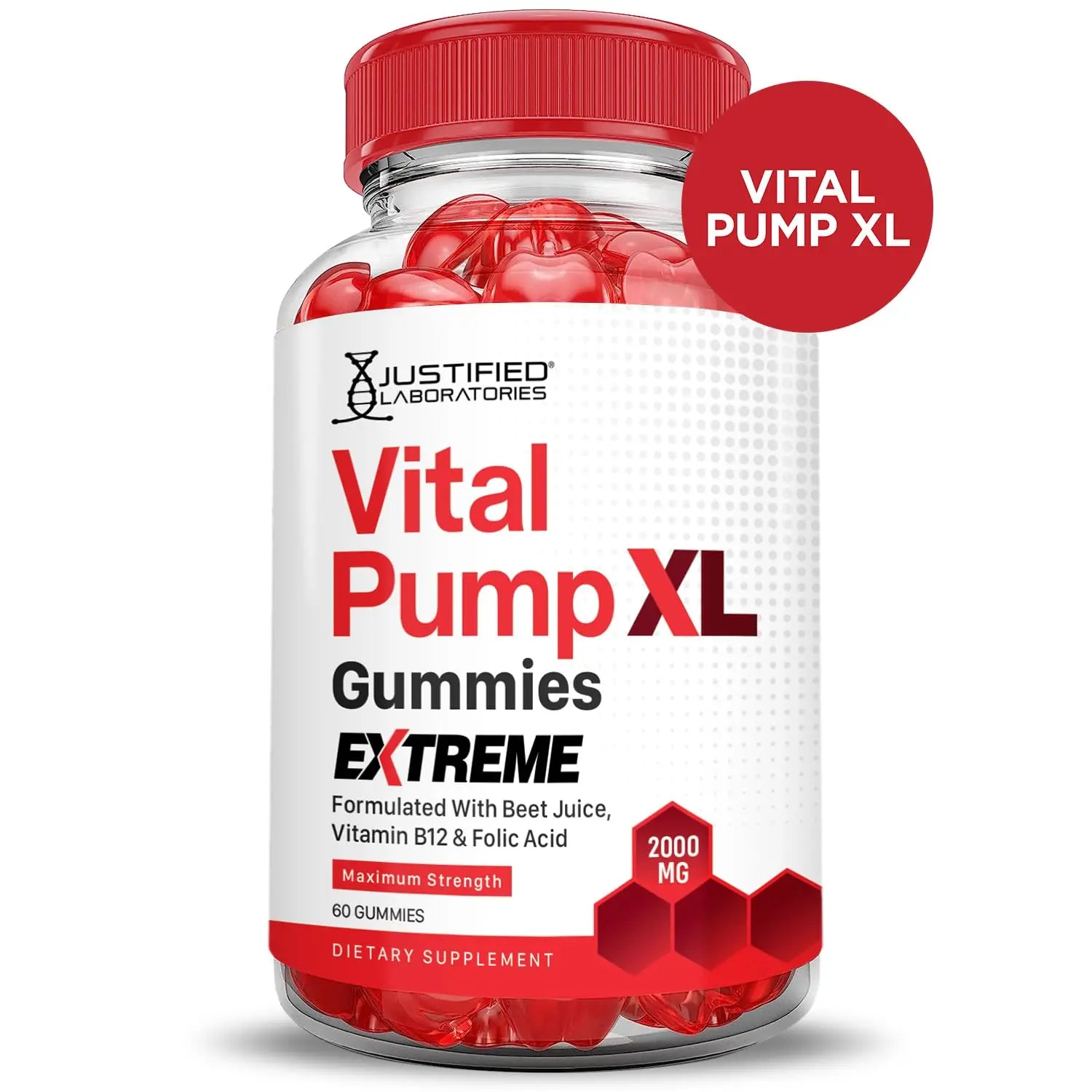 Justified Laboratories (5 Pack) Vital Pump XL Extreme 2000MG Performance Gummies Vital PumpXL Advanced Formula Formulated with Beet Juice ACV Pomegranate Powder B12 Vegan Non GMO 300 Gummys Justified Laboratoriesnz supplements