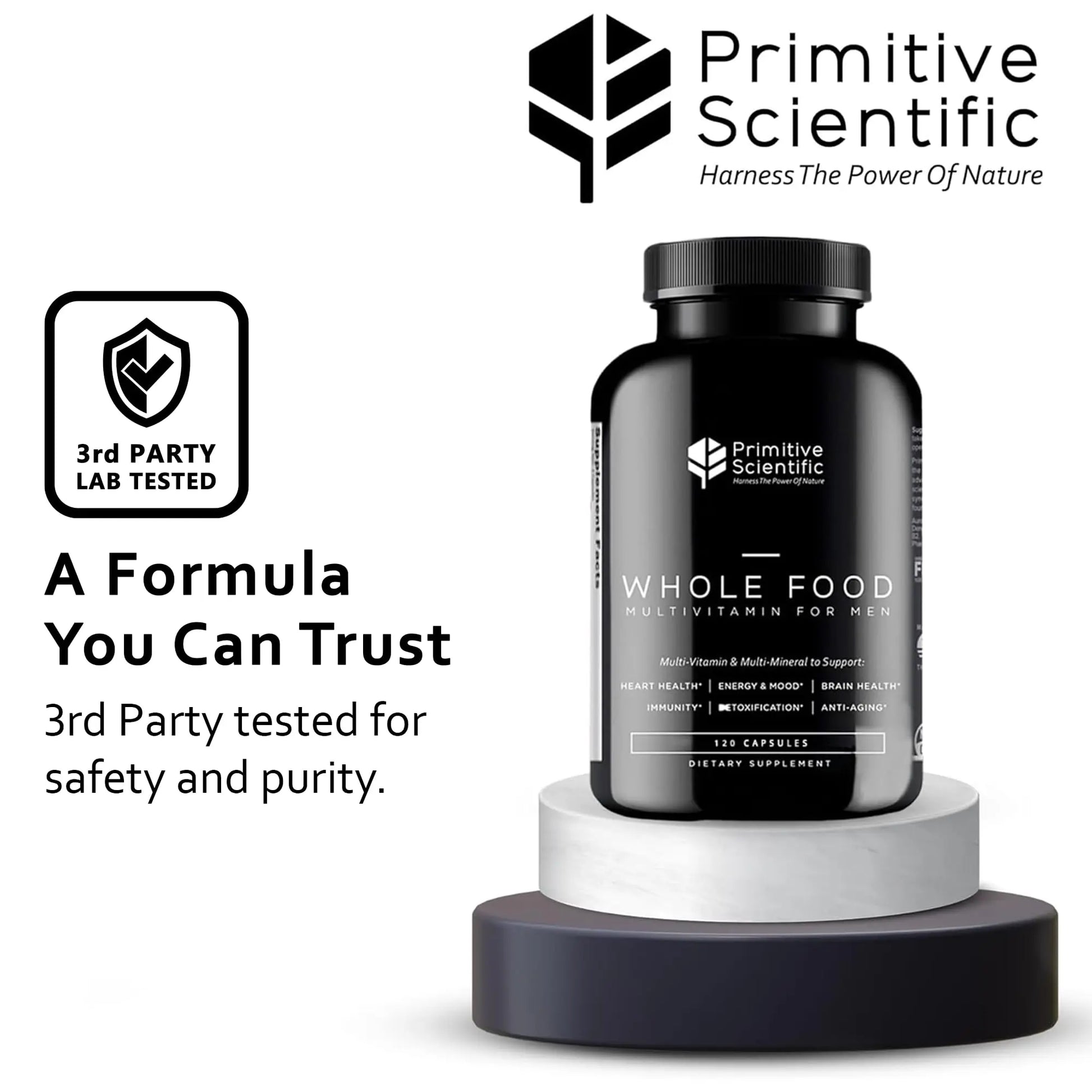 Primitive Scientific Whole Food Natural Multivitamin and Mineral Capsules for Men - All-Day Energy, Inner Zen, and Stronger You (120 Capsules) Primitive Scientificnz supplements