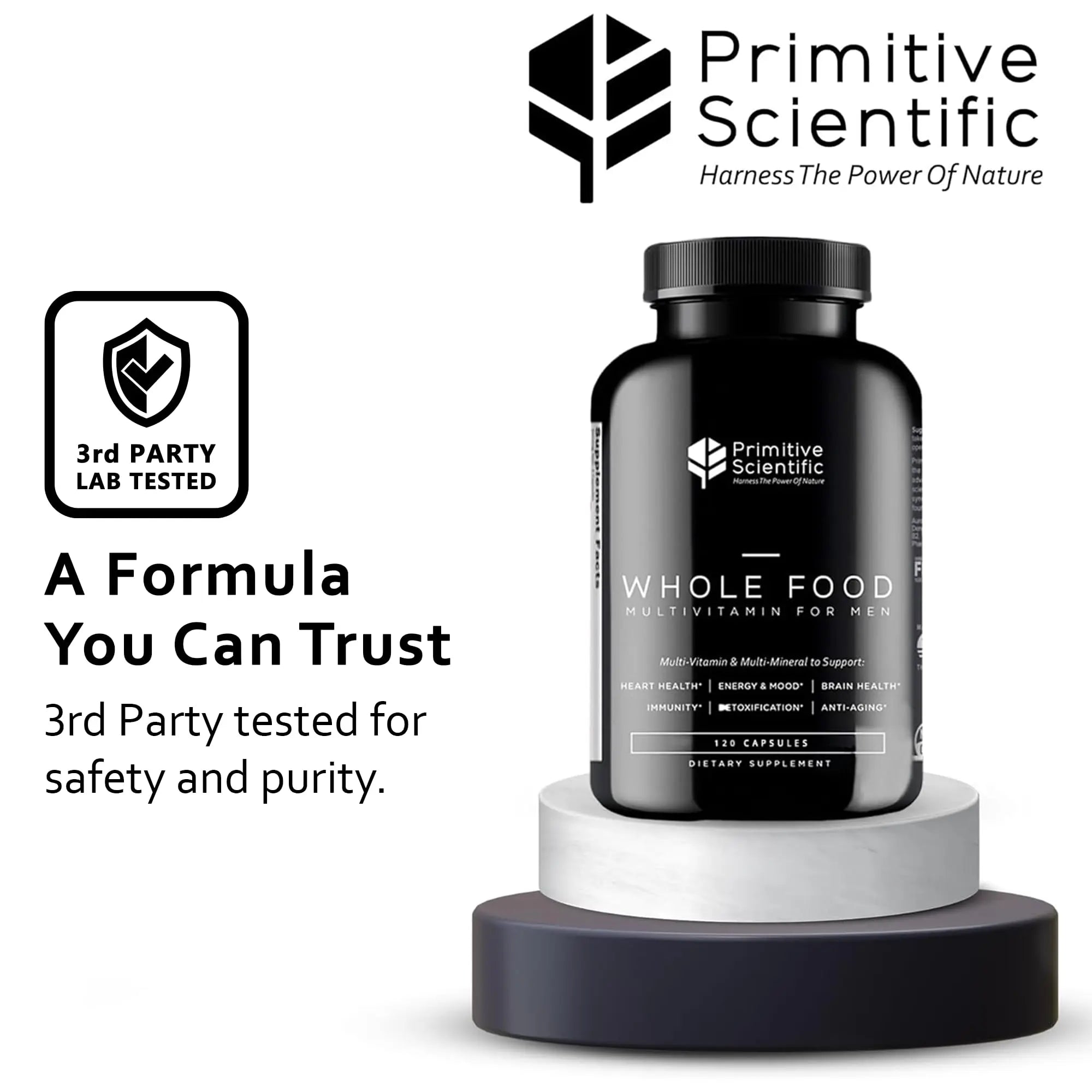 Primitive Scientific Whole Food Natural Multivitamin and Mineral Capsules for Men - All-Day Energy, Inner Zen, and Stronger You (120 Capsules) Primitive Scientificnz supplements