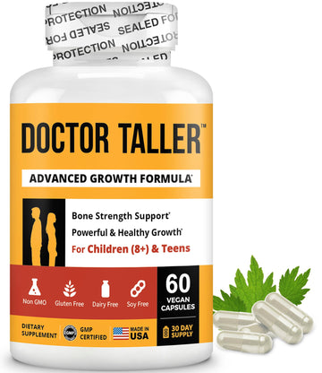 NuBest Doctor Taller - Bone Strength Supports, Enhance Immune System - Keto with Calcium, Vitamin D3, Vitamin K2, Amino Acids & Herbs for Children (8+) - 60 Vegan Capsules | 1 Month Supply NuBestAu supplements
