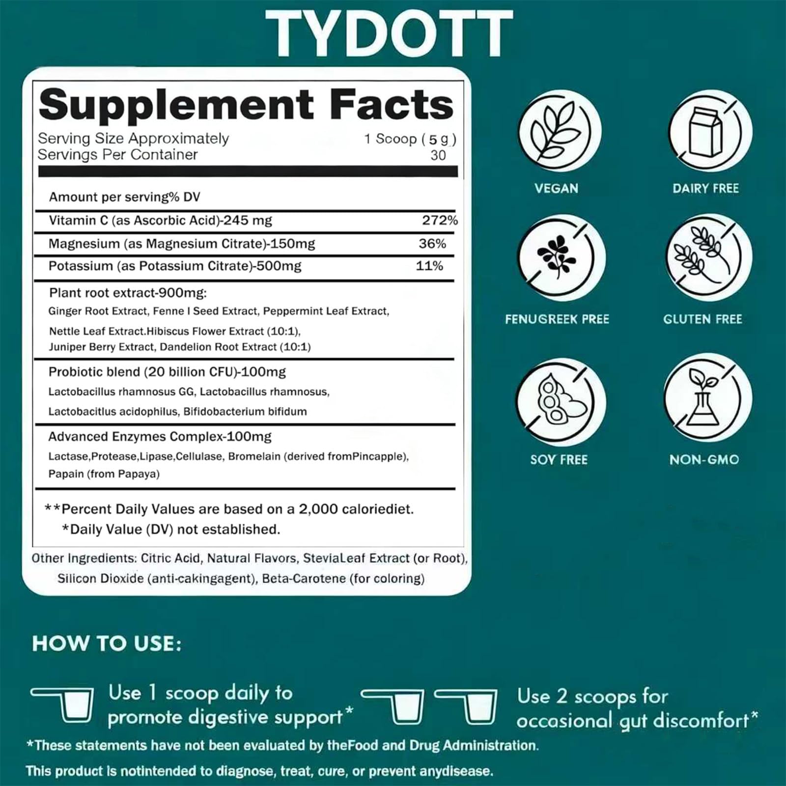 TYDOTT Debloat Pro, Contains Probiotics and Digestive Enzymes to Relieve Bloating, Supports Gut Health, Nutrient Absorption, and Stomach Comfort to Support Digestive Health AZXAu supplements
