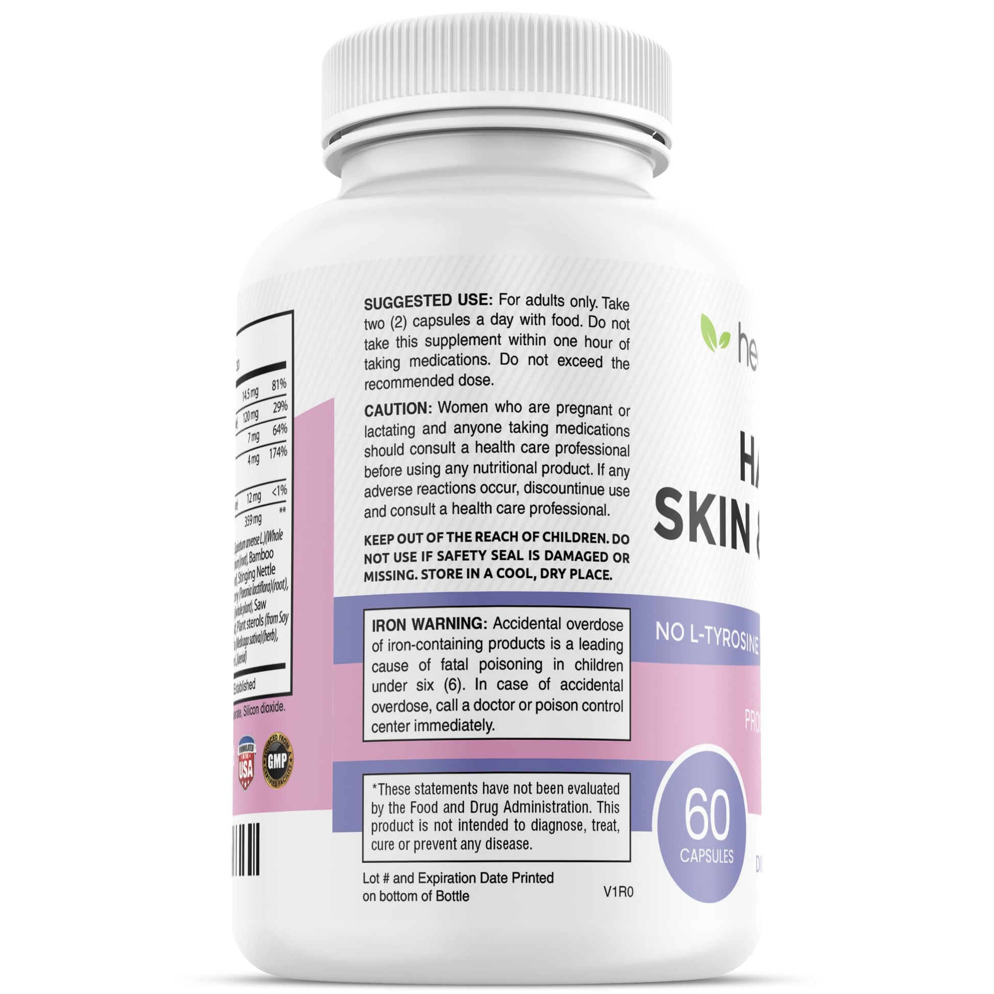 healblend Hair Skin and Nails Vitamins for Women with Biotin 5000 mcg, Iron and Manganese | Vegan, Non-GMO | 60 Capsules healblendAu supplements