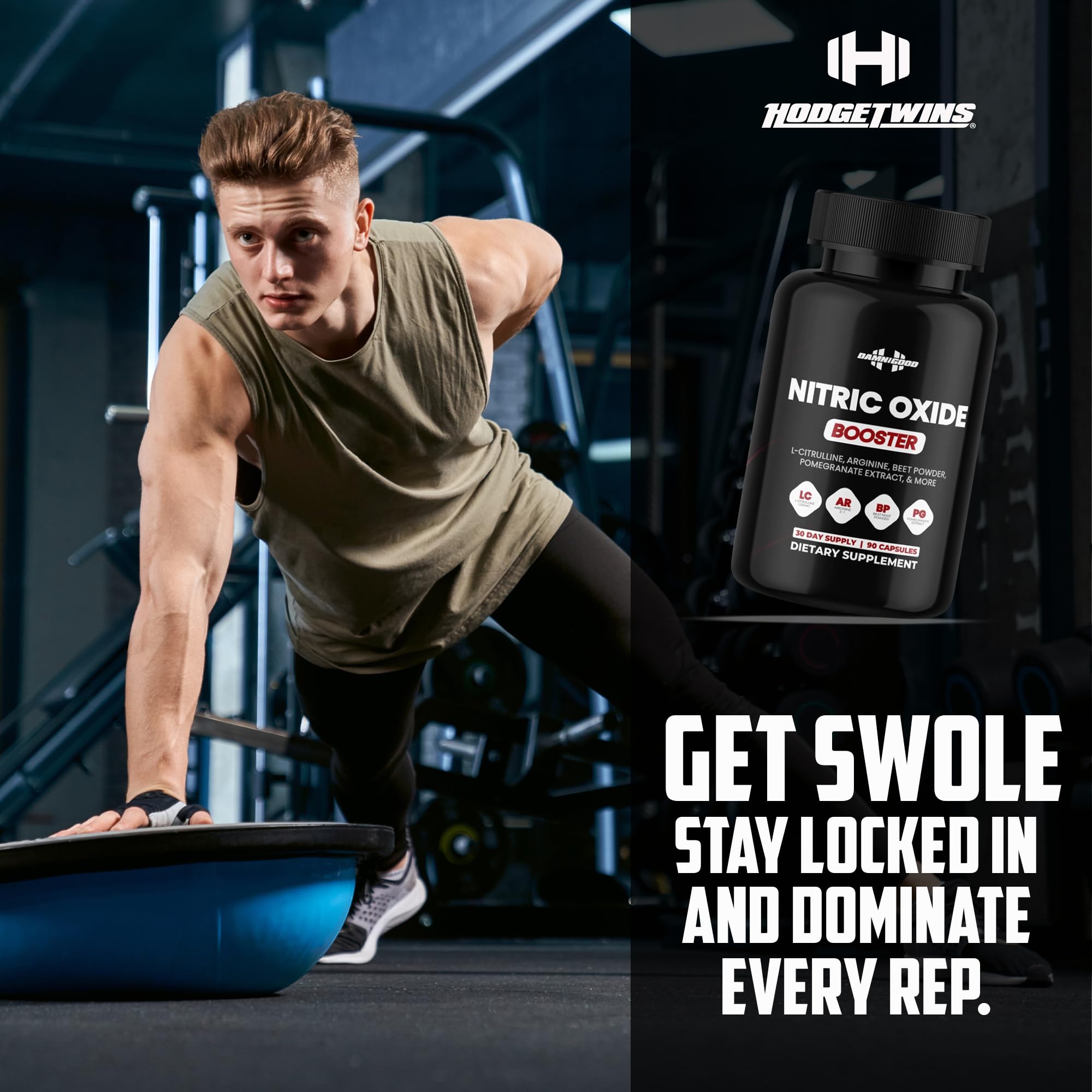 DAMN GOOD The Hodge Twins Nitric Oxide Booster – Beet Root Nitric Oxide & Arginine Citrulline Supplement, Pomegranate Blend for Workout Drive, Endurance Support & Pump Power - 90 Capsules DAMN GOODAu supplements