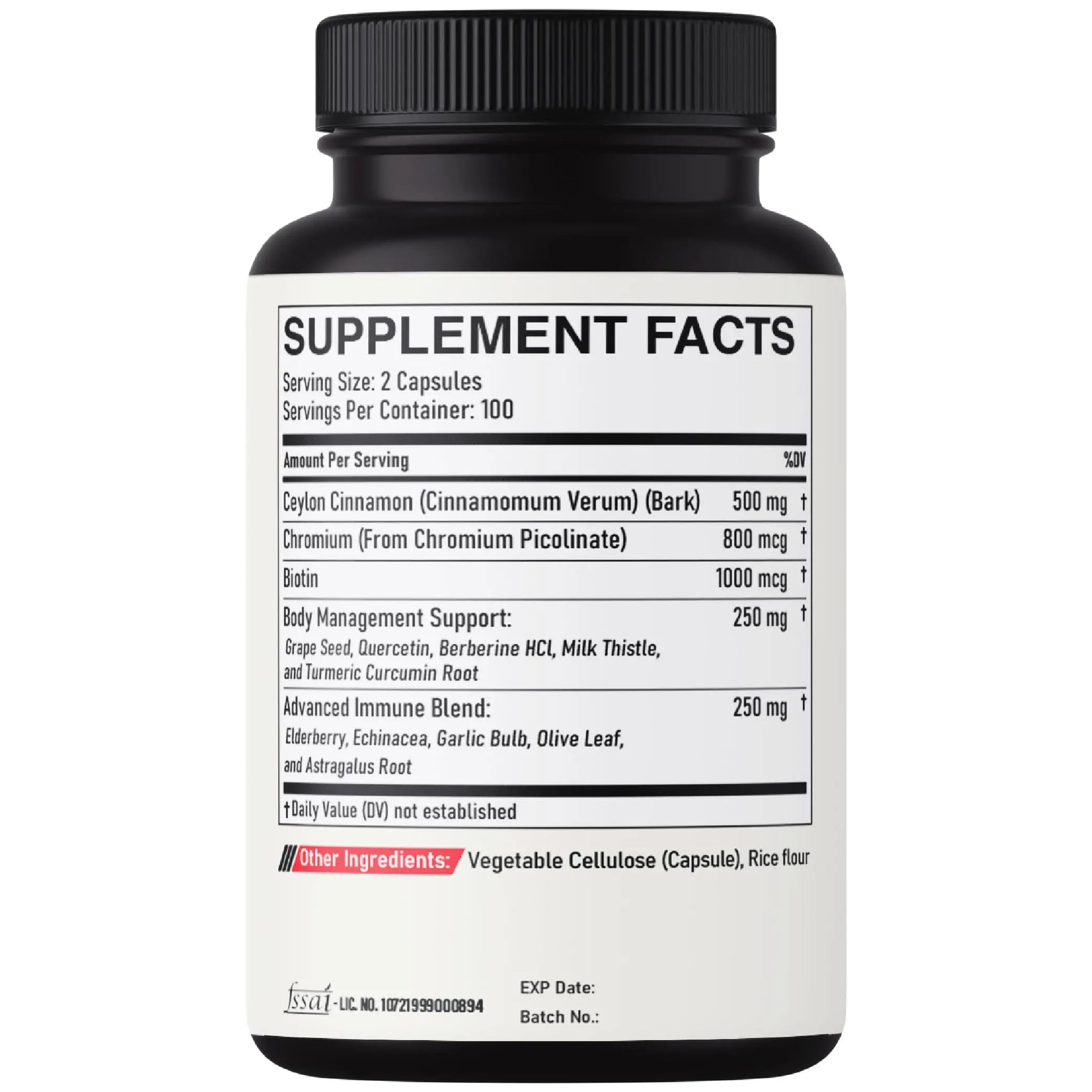 DEDICAD 13in1 Ceylon Cinnamon Capsules - 200 Capsules with Chromium Picolinate, Biotin, Grape Seed, Elderberry & More DEDICADnz supplements