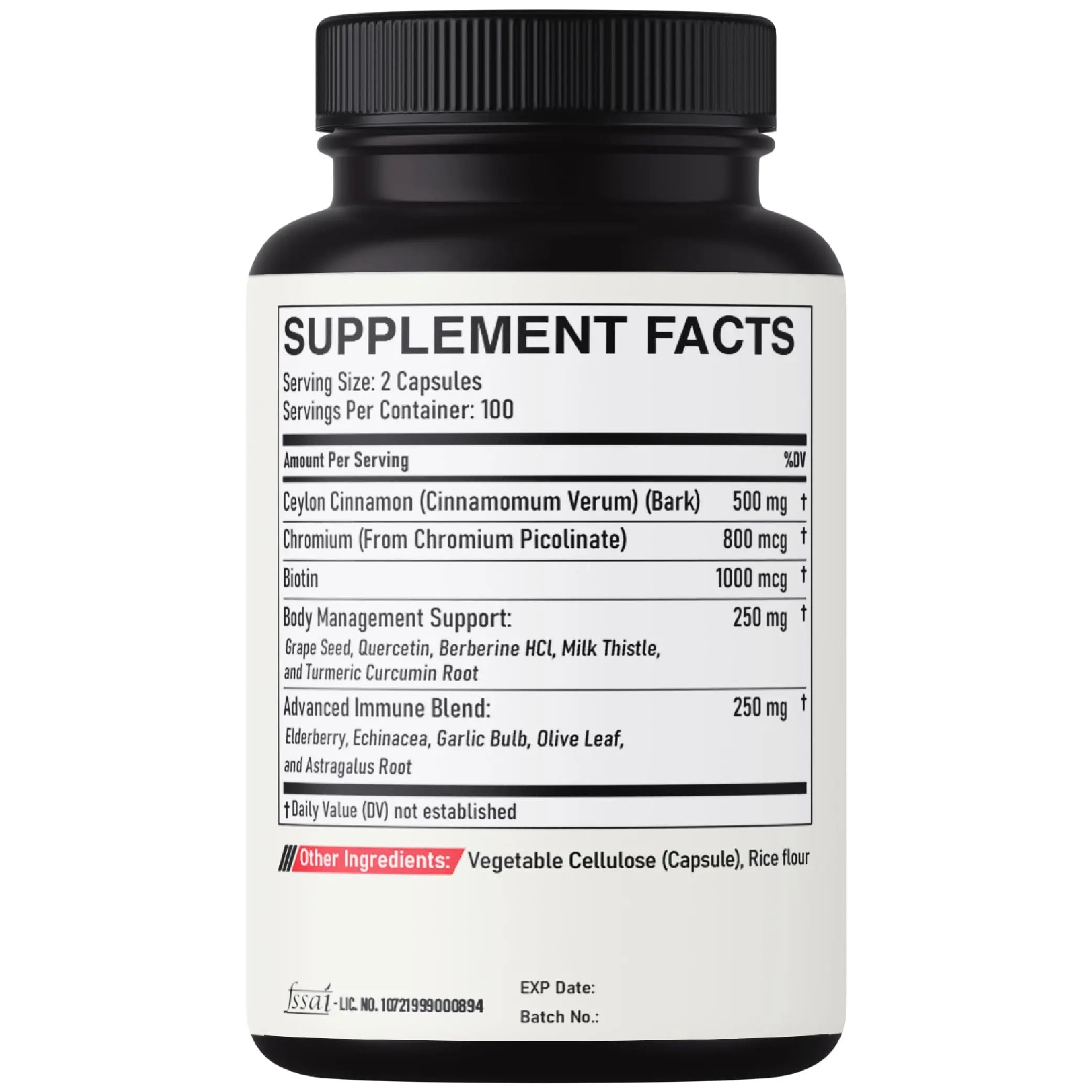 DEDICAD 13in1 Ceylon Cinnamon Capsules - 200 Capsules with Chromium Picolinate, Biotin, Grape Seed, Elderberry & More DEDICADnz supplements