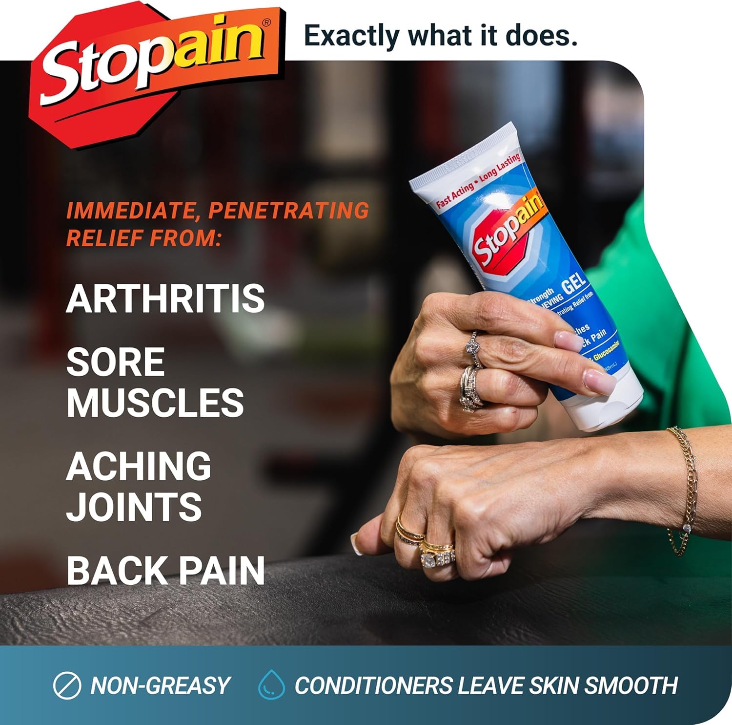 Stopain Pain Relief Gel 3oz USA Made, Max Strength Fast Acting with MSM, Glucosamine, Menthol for Arthritis, Lower Back Sciatica, Knee, Neck, HSA FSA Approved Topical Analgesic Products StopainAu supplements