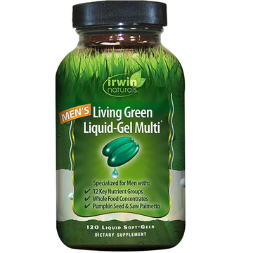 Irwin Naturals Men's Living Green Liquid-Gel Multi - 70 Essential Nutrients, Full-Spectrum Vitamin Supplements for Men, Wholefood Blend - Promotes Brain & Adrenal Support - 120 Liquid Soft-Gels Irwin NaturalsAu supplements