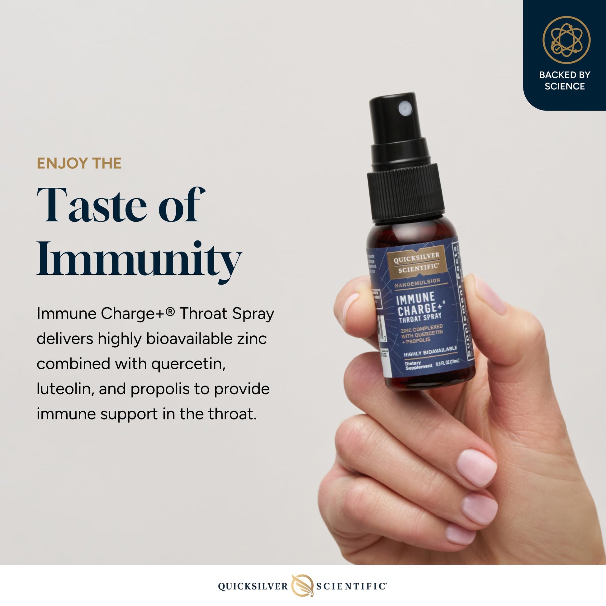 Quicksilver Scientific Immune Charge+ Zinc Throat Spray - Immune Support Liquid Supplement with Quercetin - 'Throat Coat' with Liposomal Absorption Technology (0.9 fl oz / 27ml) Quicksilver ScientificUS supplements