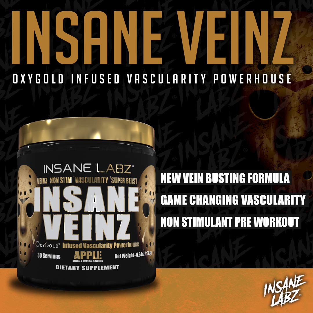 Insane Labz Psychotic Gold and Insane Veinz Gold Pre Workout Nitric Oxide Booster Stack Insane LabzAu supplements