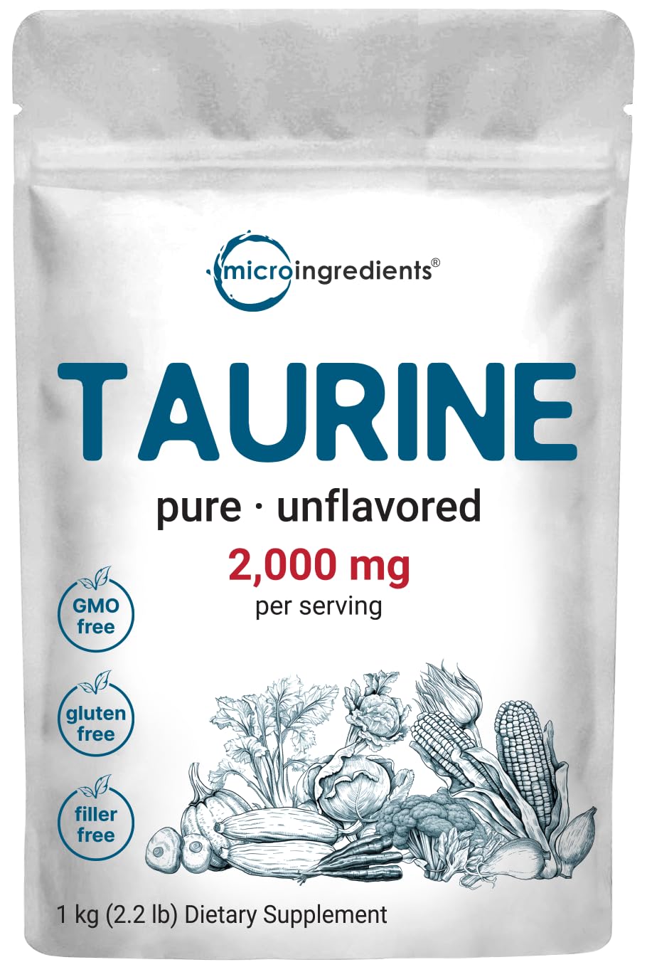 Micro Ingredients Taurine Powder Supplement | 1 KG, 2000mg Per Serving | Unflavored | 100% Pure, Easily Absorbed Free Form | Essential Amino Acids for Exercise, Energy, & Heart Support Micro IngredientsAu supplements