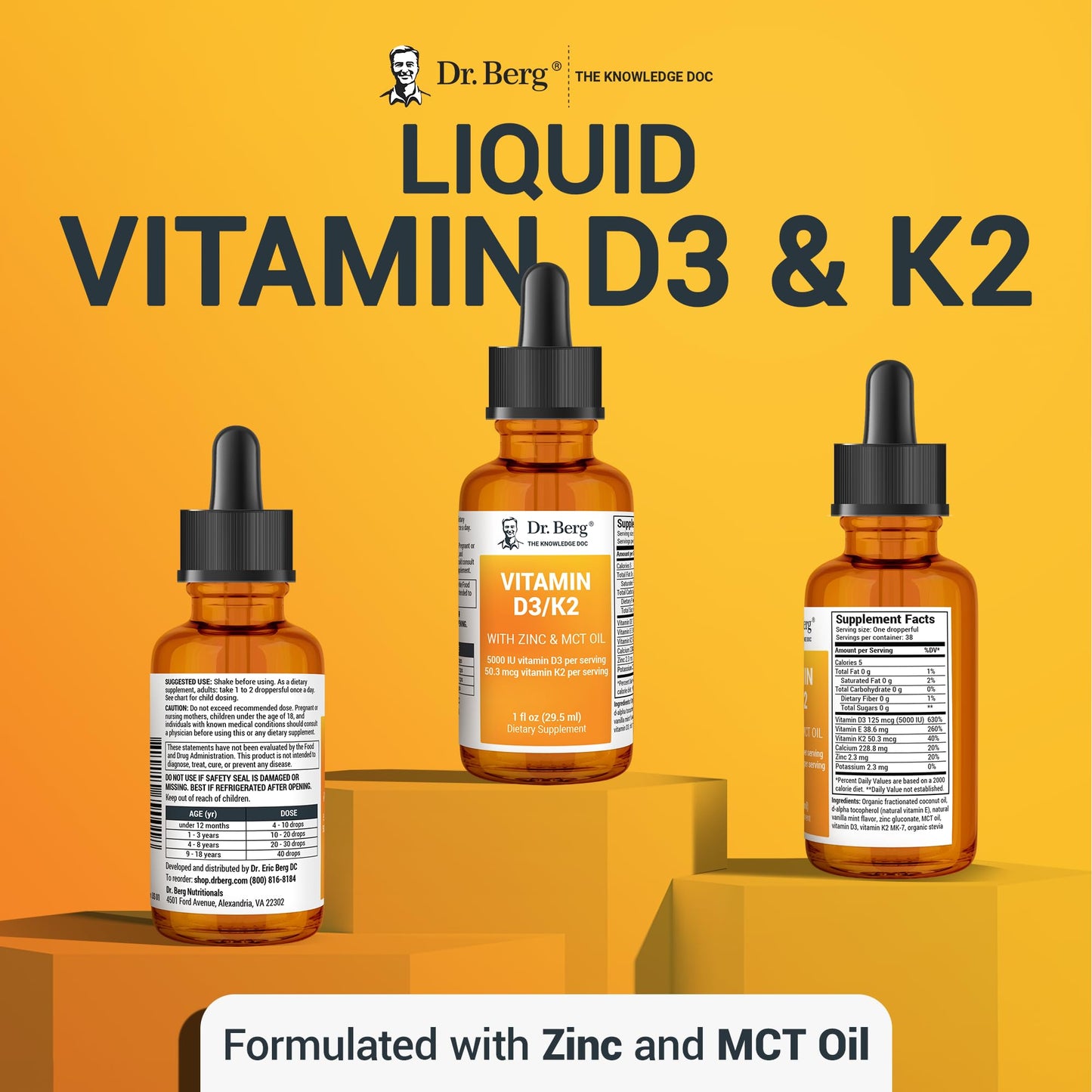 Dr. Berg Liquid Vitamin D3 & K2 Supplement - For Bone, Teeth, Mood & Immune Health Dr. Berg NutritionalsUS supplements