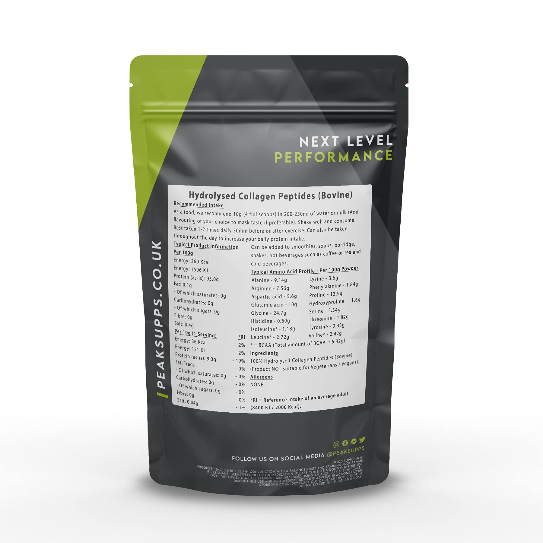 Grass Fed Collagen Powder | Pure Hydrolysed Bovine Protein Peptides (1Kg) Peak SuppsAu supplements