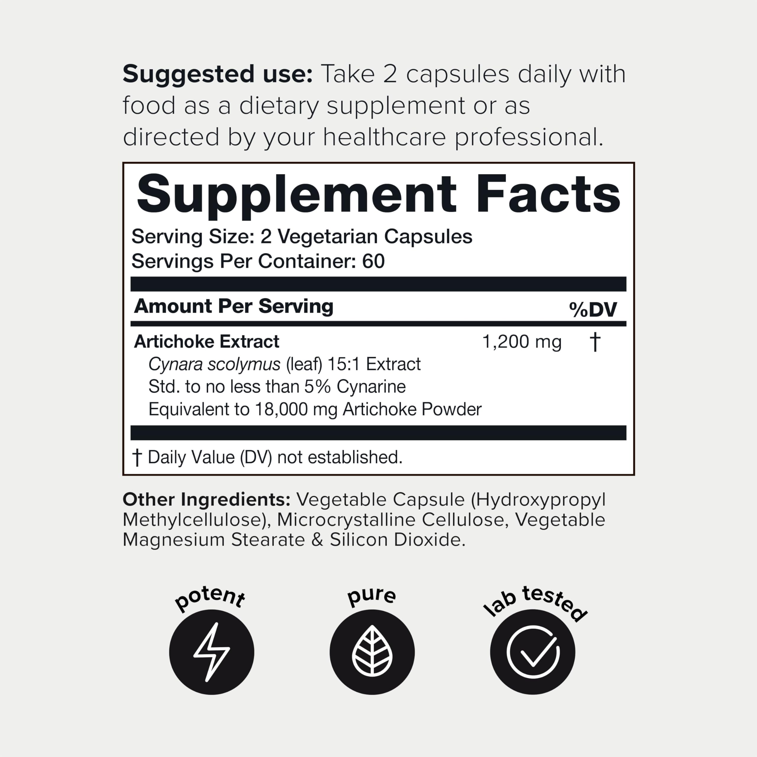 Artichoke Extract Capsules (18000mg) with 60mg of Cynarine - Digestion and Liver ToniiqUS supplements
