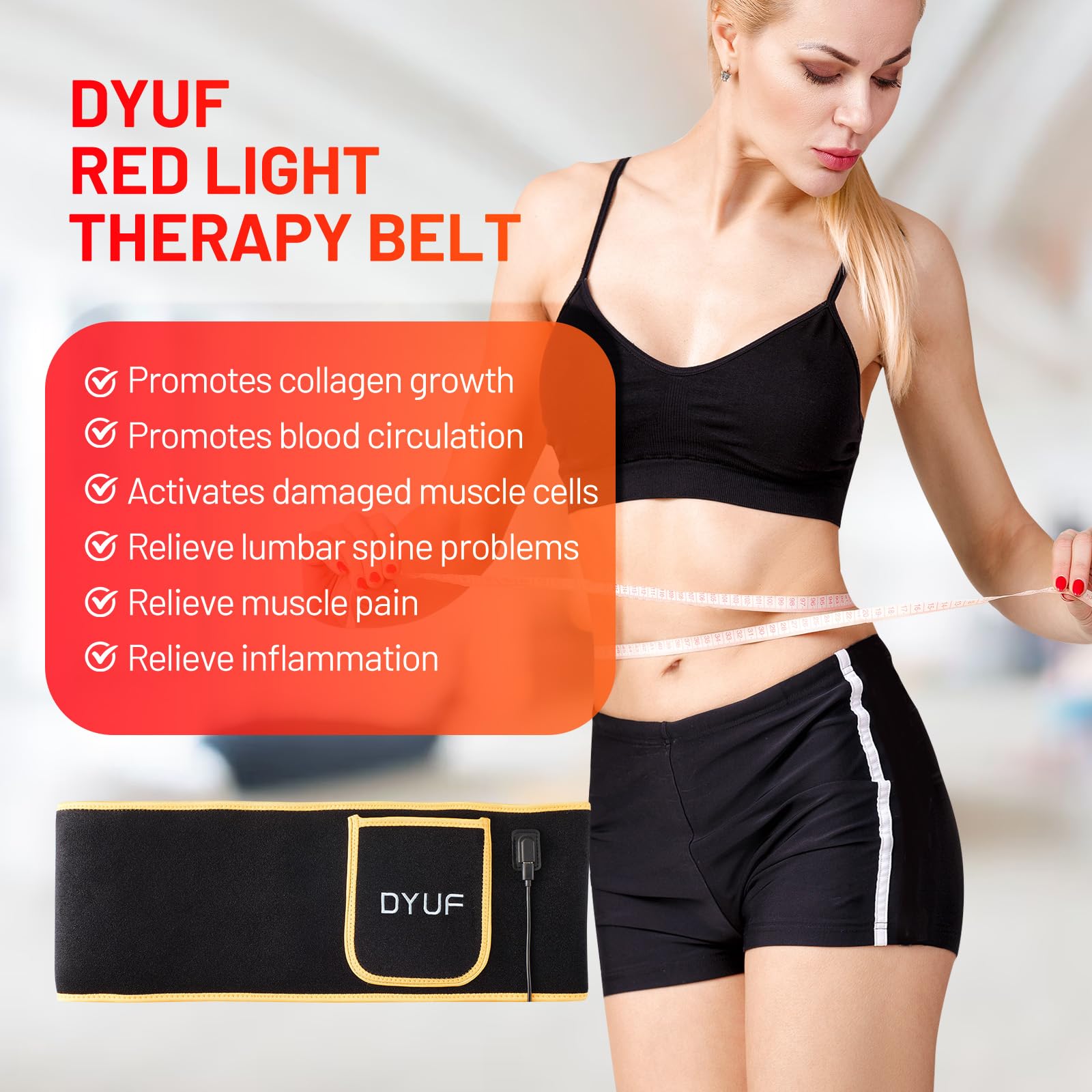 Red Light Therapy Belt DYUF Infrared Light Therapy : Muscle Recovery, Pain Relief, and Healing Device DYUFAu supplements