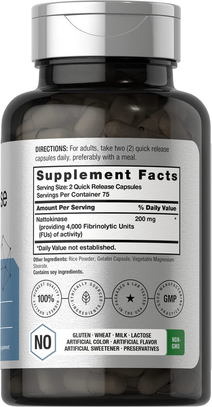 Nattokinase Supplement 4000 FU | 150 Capsules | Non-GMO, Gluten Free | by Horbaach HorbäachUS supplements