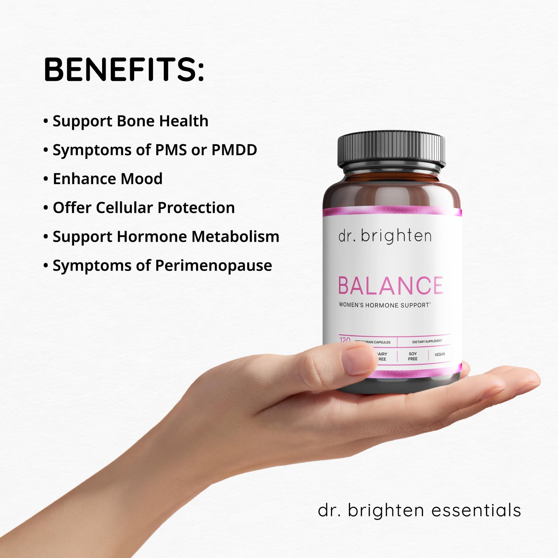 Dr. Brighten Balance - Hormone Balance for Women with Chasteberry and DIM - Targets Hormonal Acne, Period Issues, & PMS - Vegan, Non-GMO Dr. BrightenAu supplements