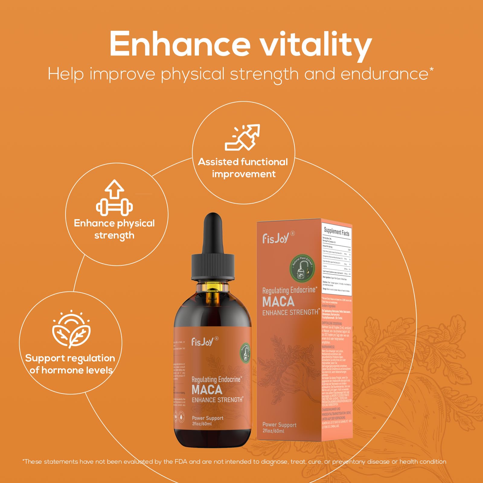 Fisjoy Organic Maca Liquid Drops with Ashwagandha & Beet Root – Supports Daily Vitality & Overall Wellness – Non-GMO, Vegan Herbal Supplement, 2 fl oz (60 mL) FisjoyAu supplements