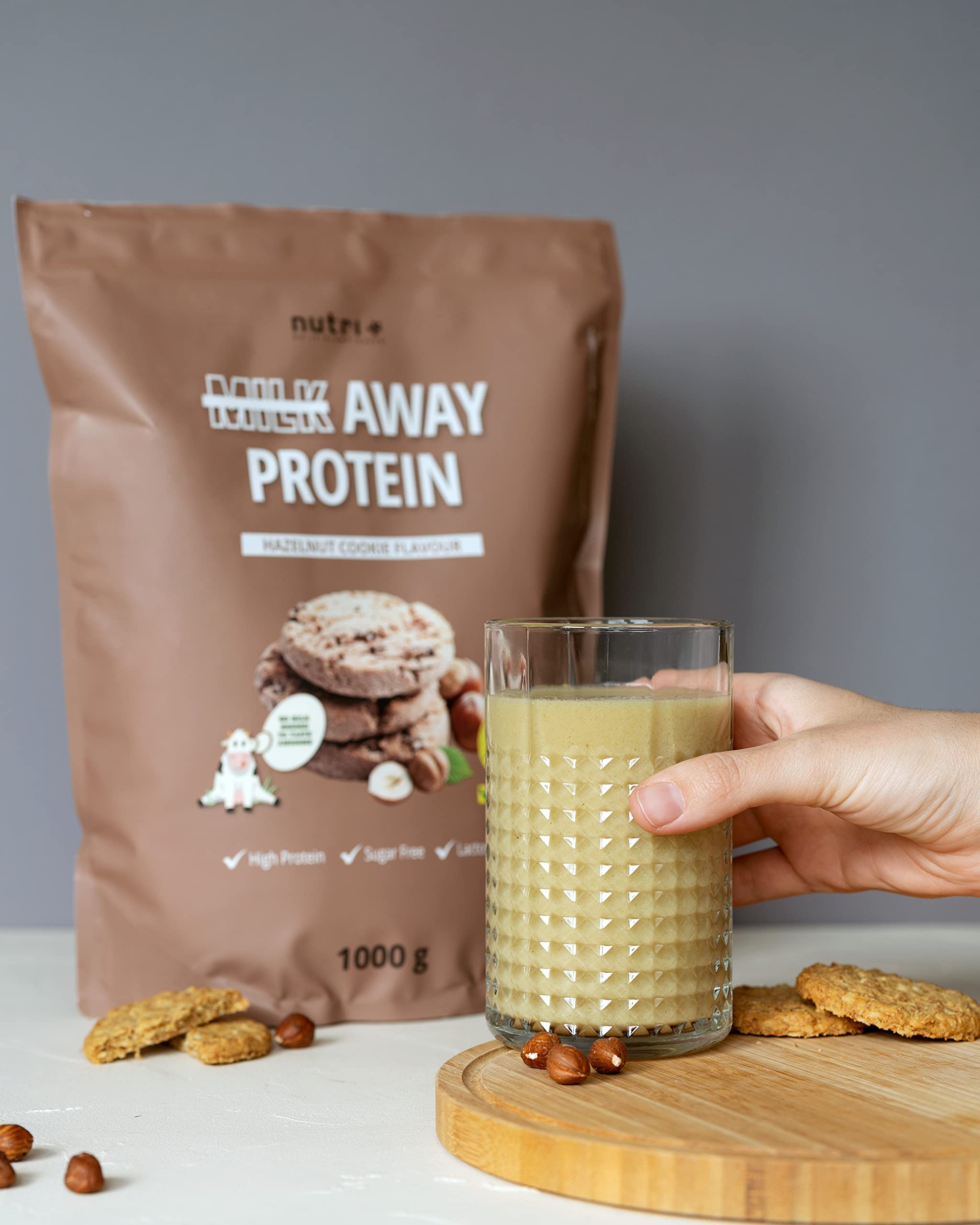 Vegan Protein Powder Hazelnut Cookie - Milk Away Vegan Protein Without Soy 1kg Nutri +Au supplements